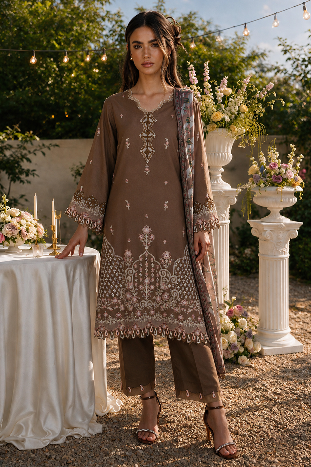 Embroidered Shirt Shalwar Dupatta - 4128