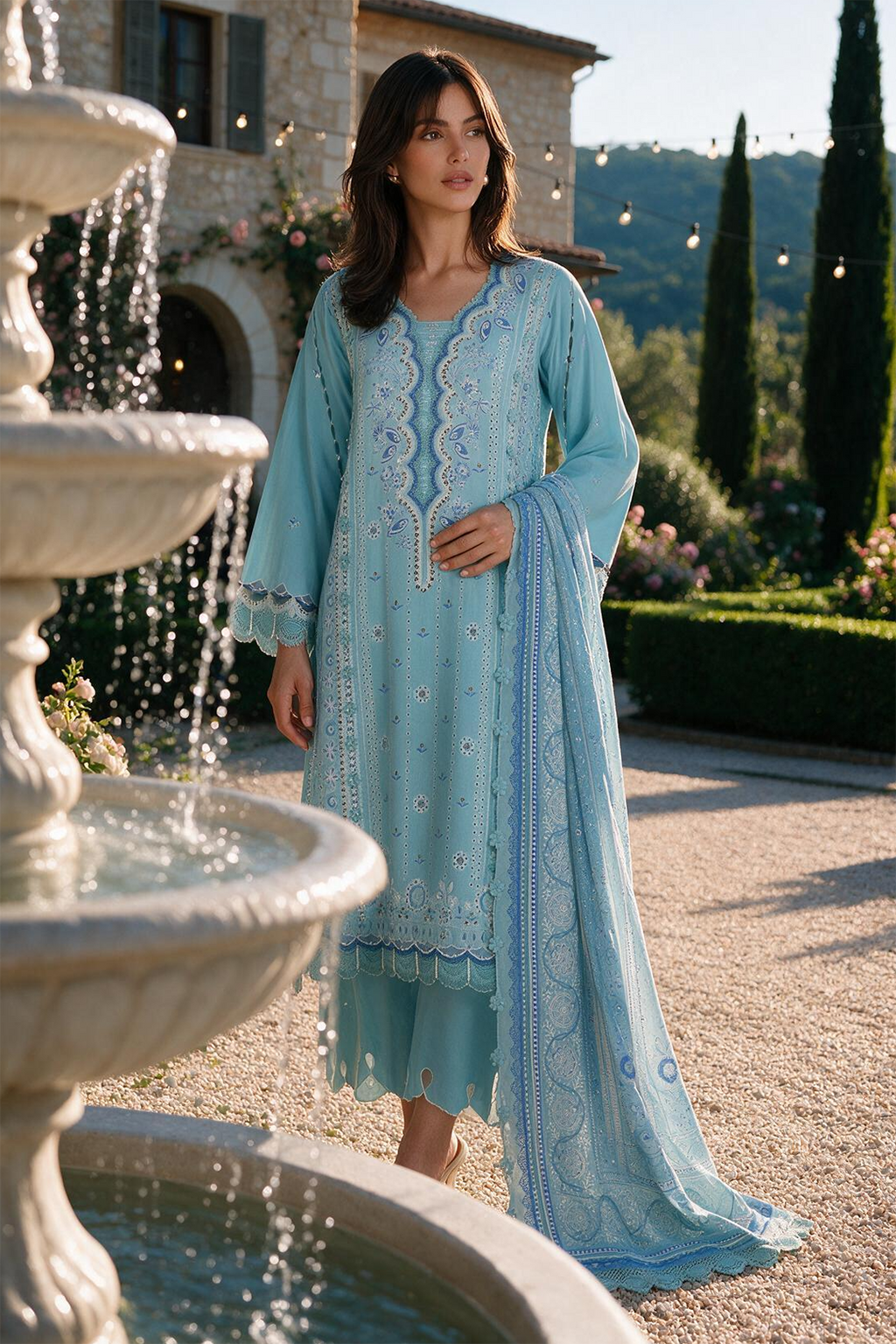 Embroidered Shirt Shalwar Dupatta - 4129