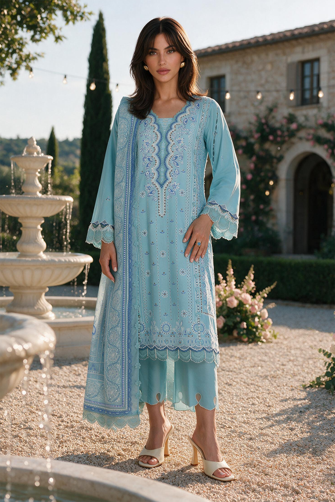 Embroidered Shirt Shalwar Dupatta - 4129