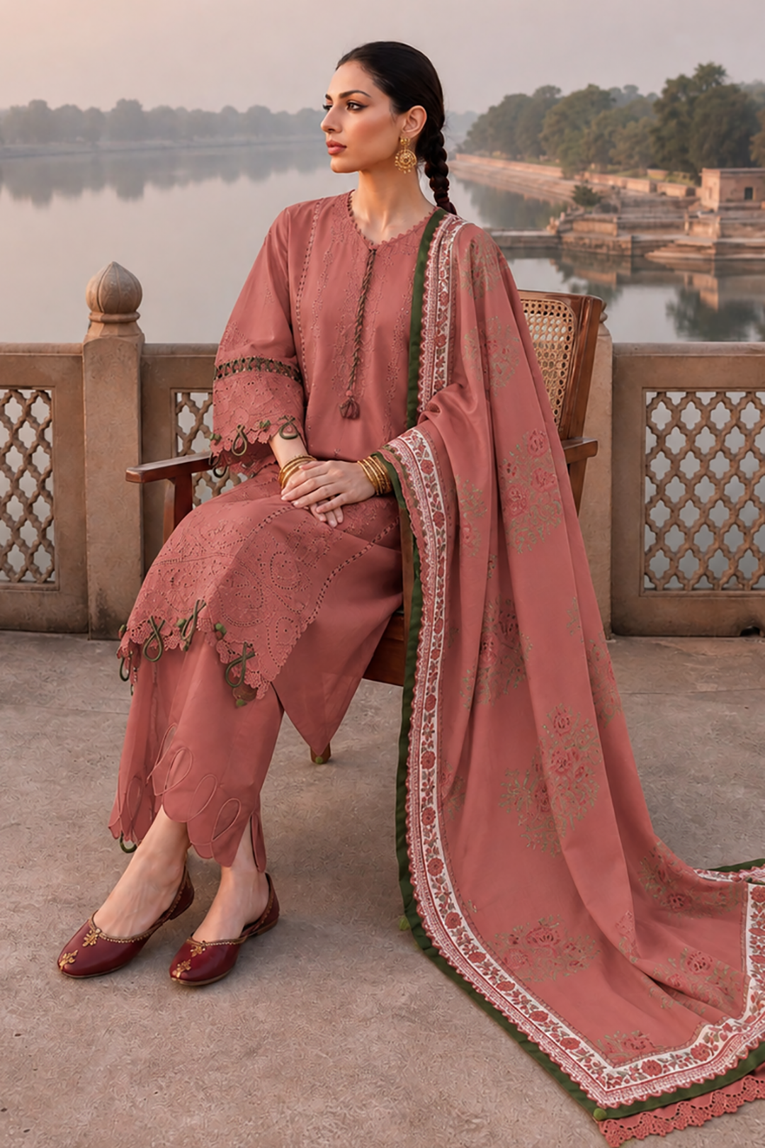 Embroidered Shirt Shalwar Dupatta - 4130