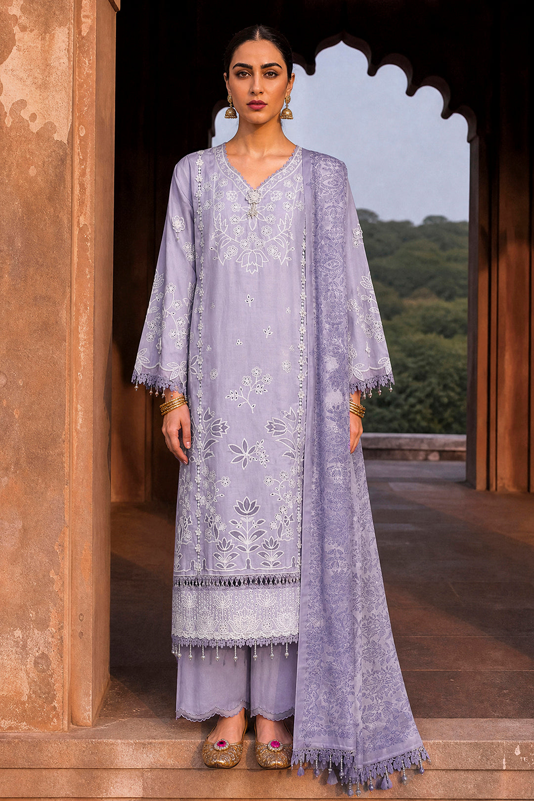 Embroidered Shirt Shalwar Dupatta - 4132