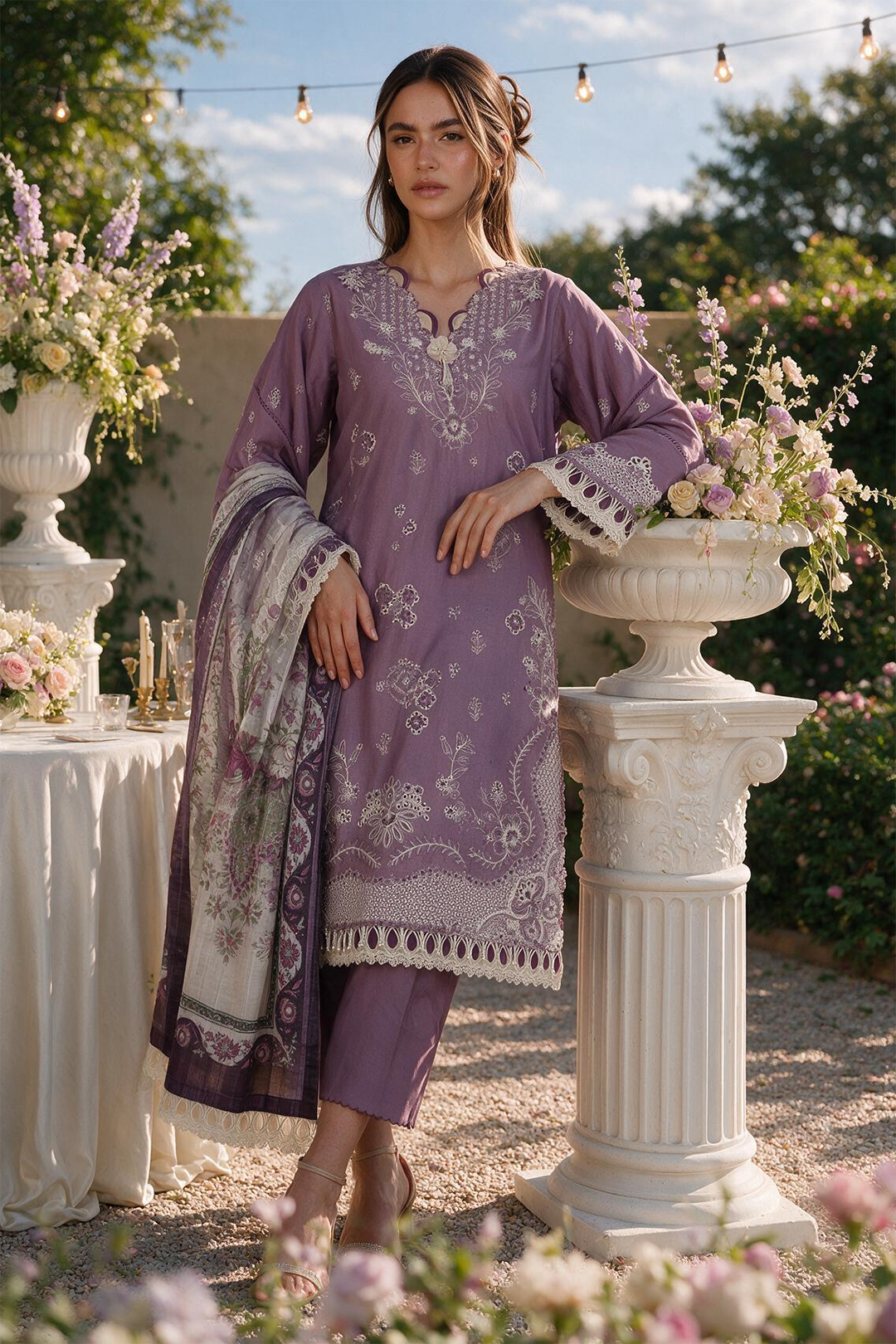 Embroidered Shirt Shalwar Dupatta - 4133