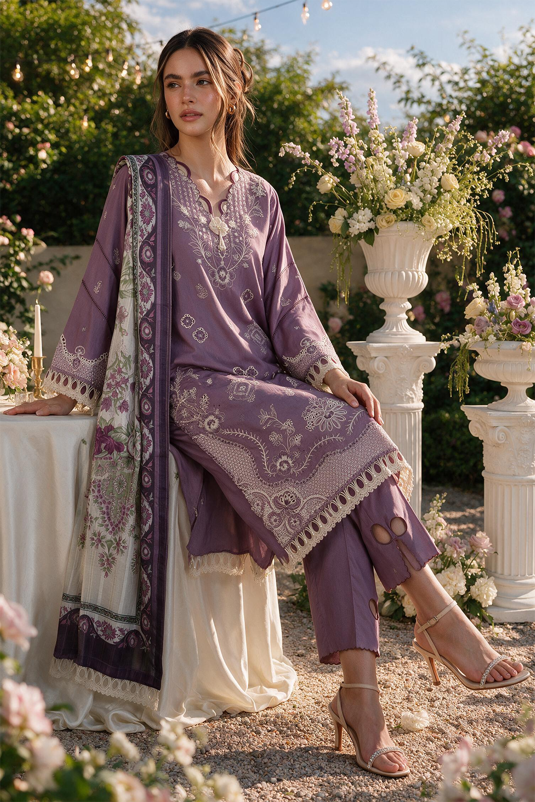 Embroidered Shirt Shalwar Dupatta - 4133
