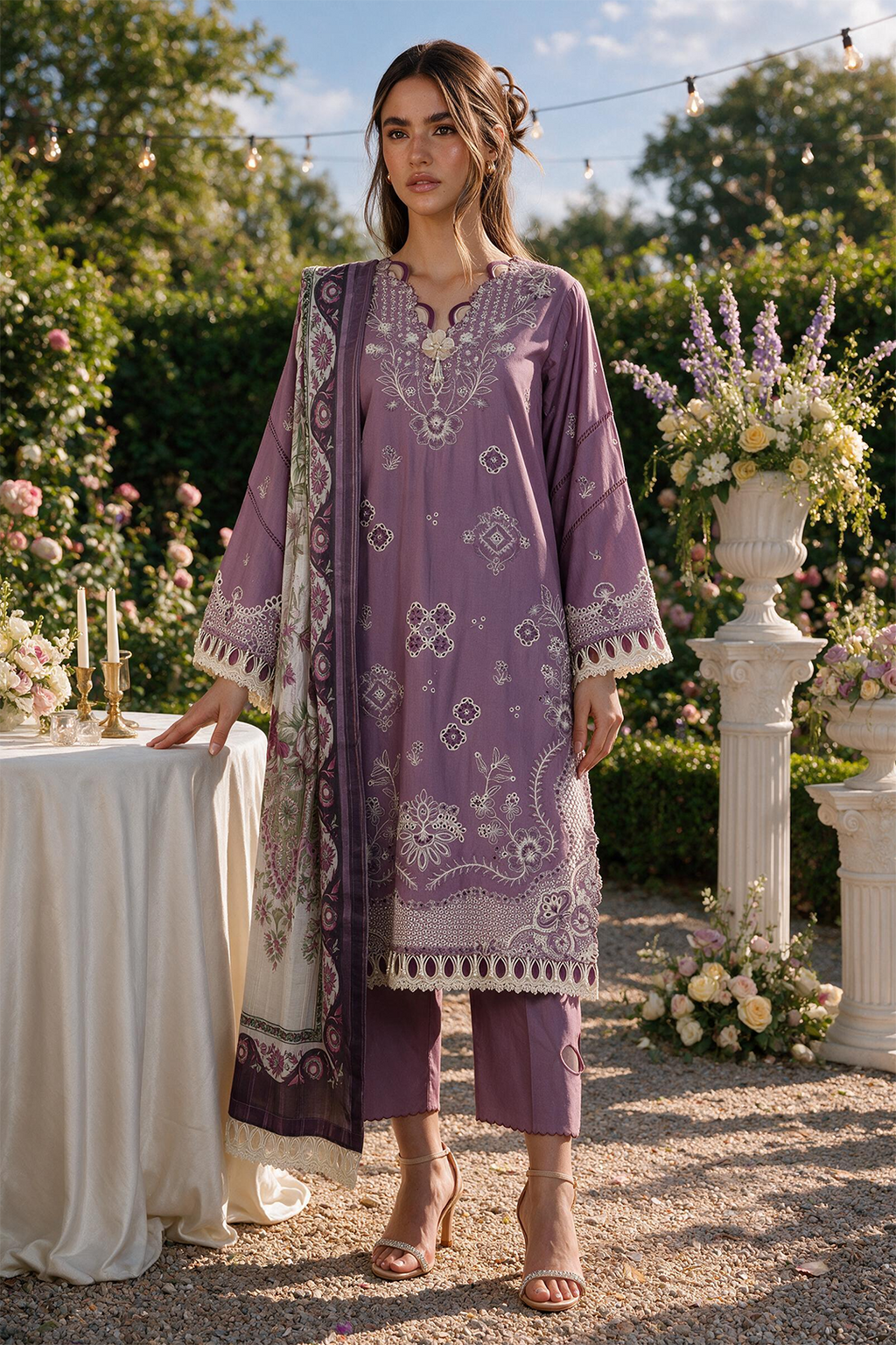 Embroidered Shirt Shalwar Dupatta - 4133