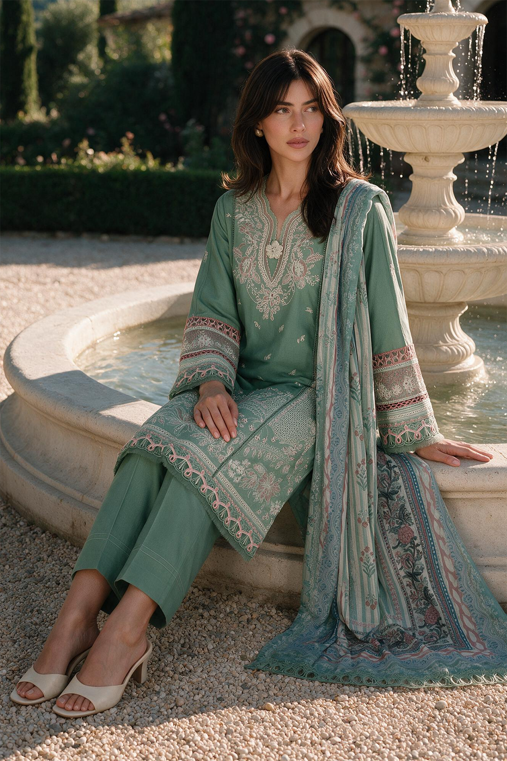 Embroidered Shirt Shalwar Dupatta - 4134