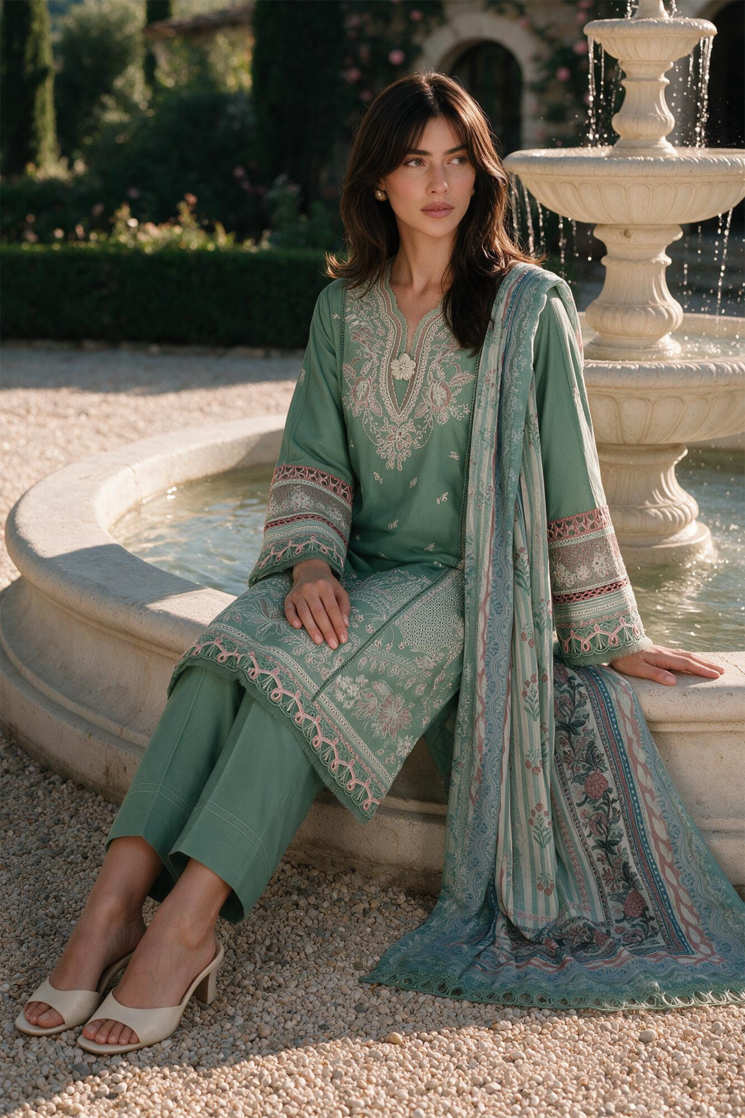Embroidered Shirt Shalwar Dupatta - 4134