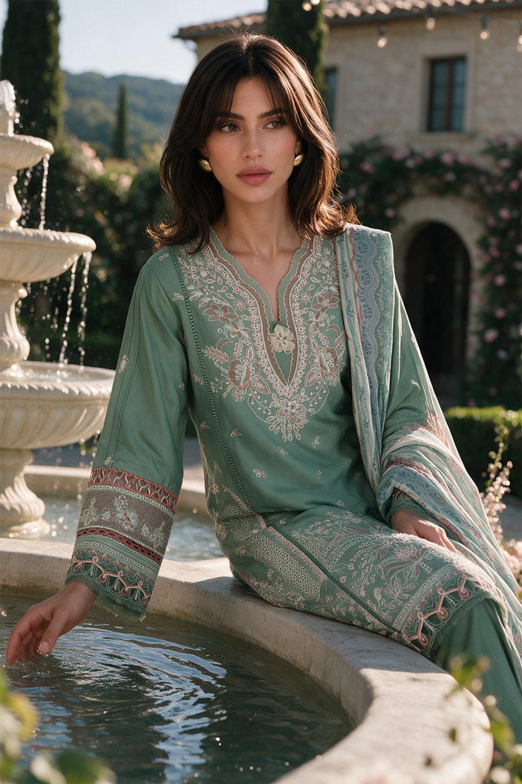 Embroidered Shirt Shalwar Dupatta - 4134
