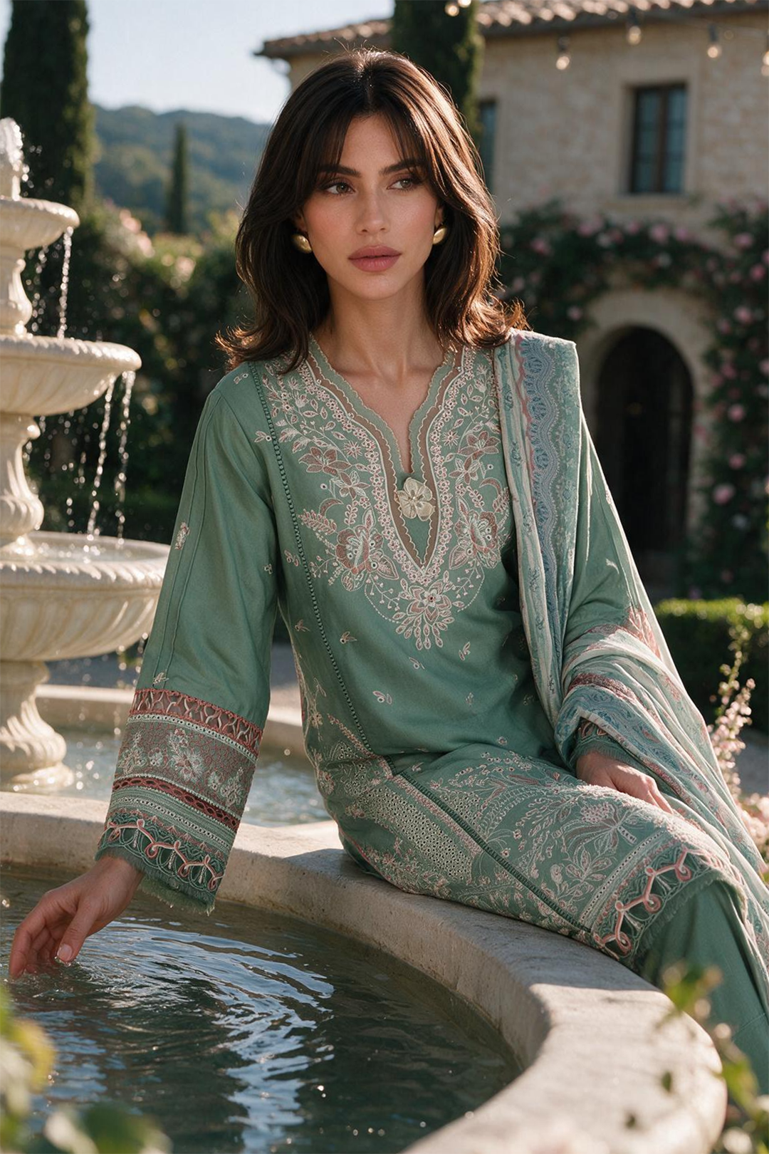 Embroidered Shirt Shalwar Dupatta - 4134