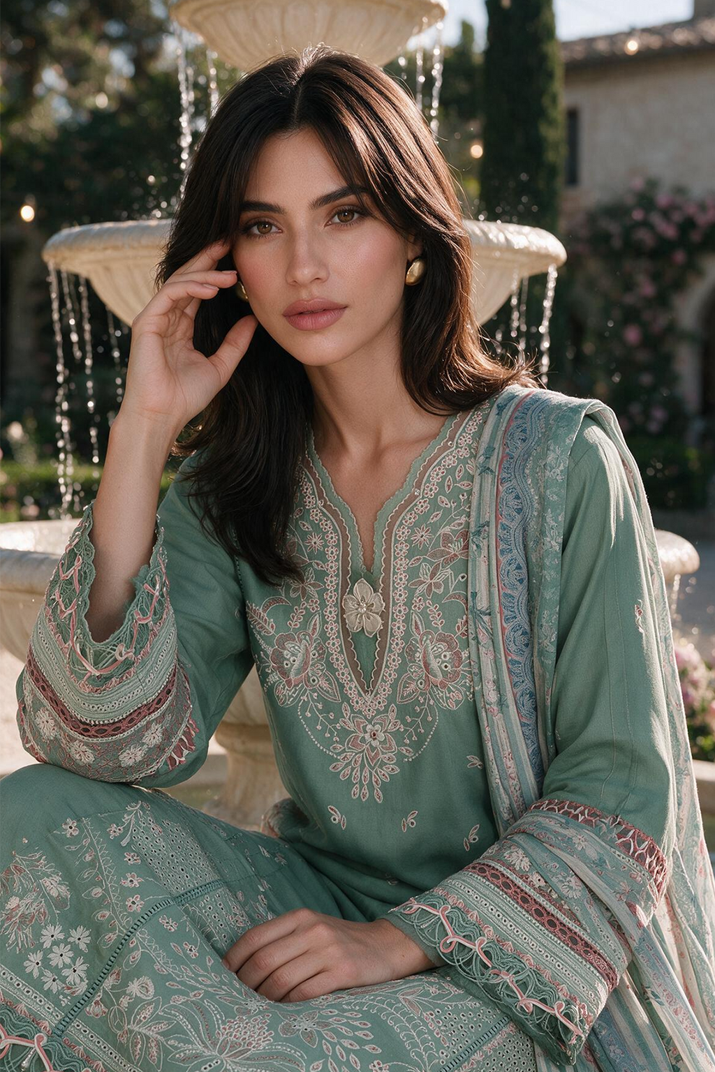 Embroidered Shirt Shalwar Dupatta - 4134