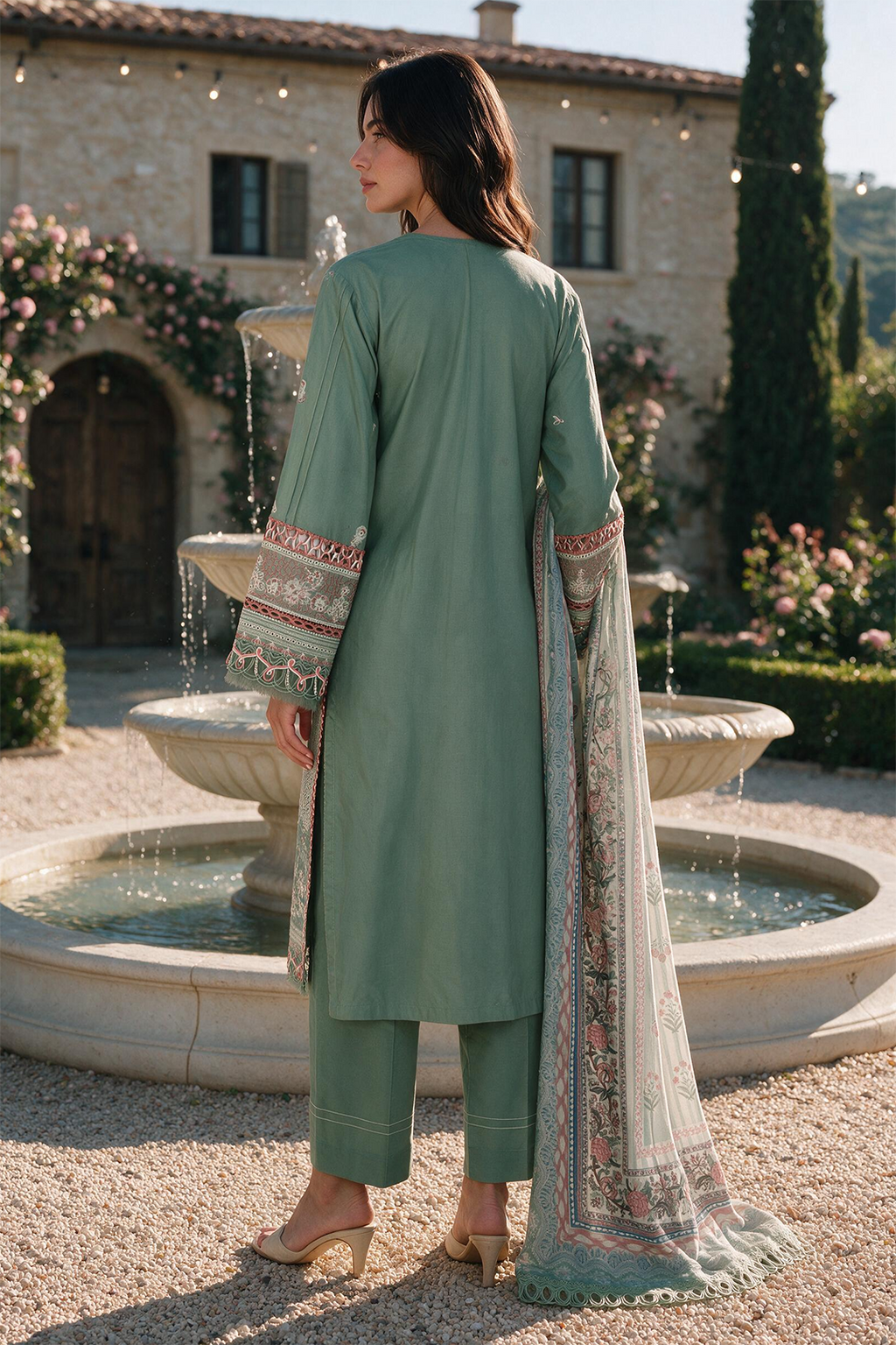 Embroidered Shirt Shalwar Dupatta - 4134
