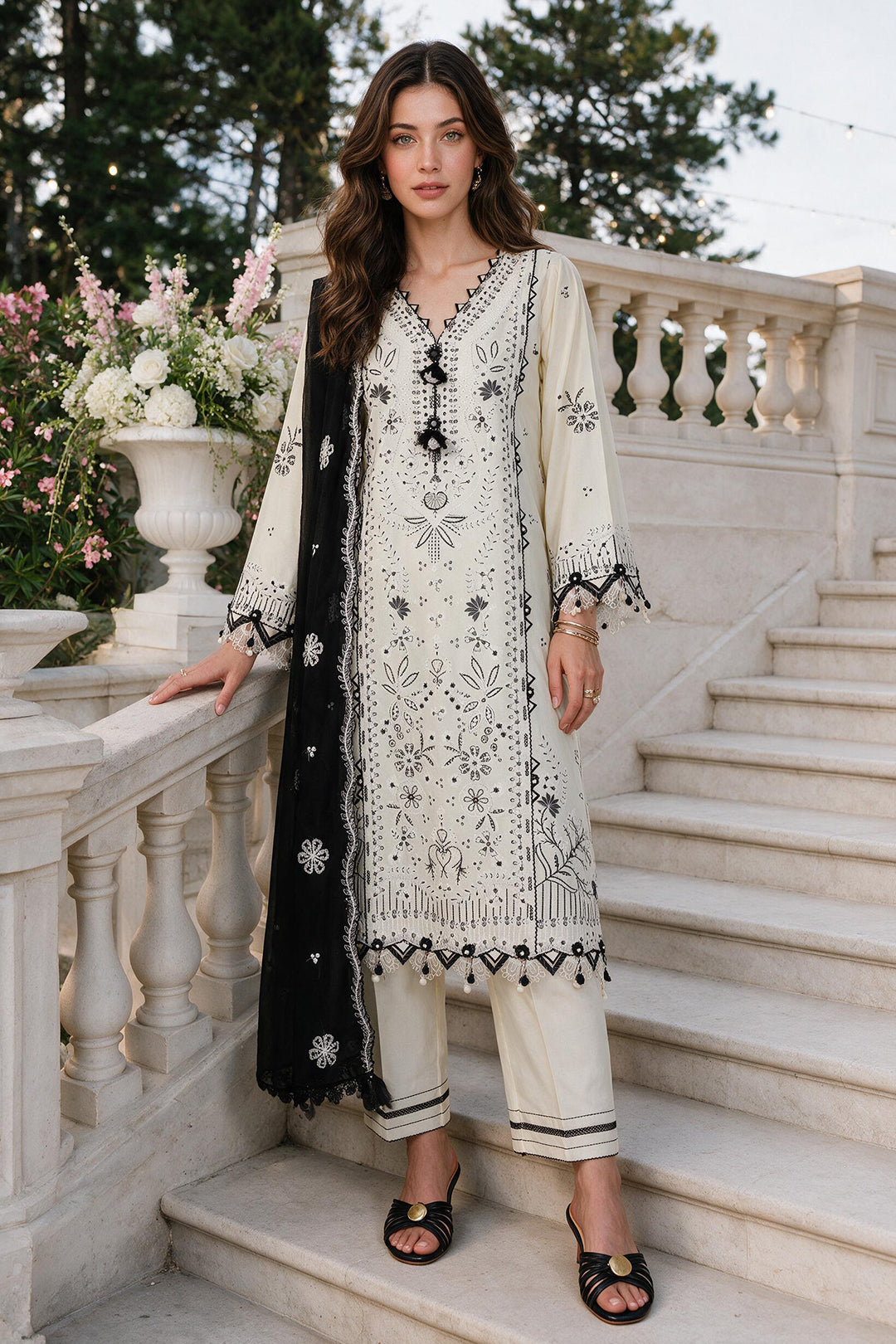 Embroidered Shirt Shalwar Dupatta - 4135