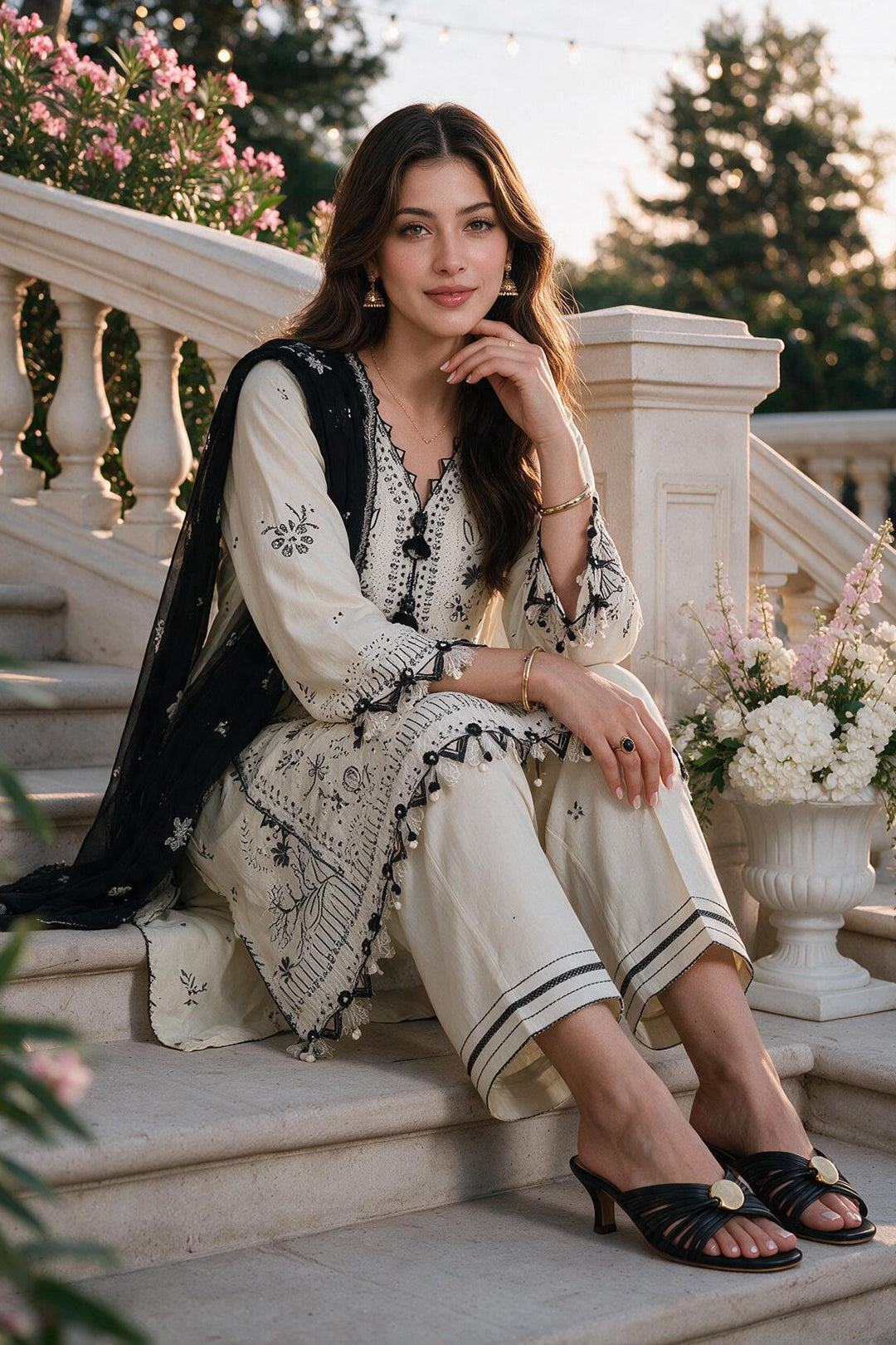 Embroidered Shirt Shalwar Dupatta - 4135