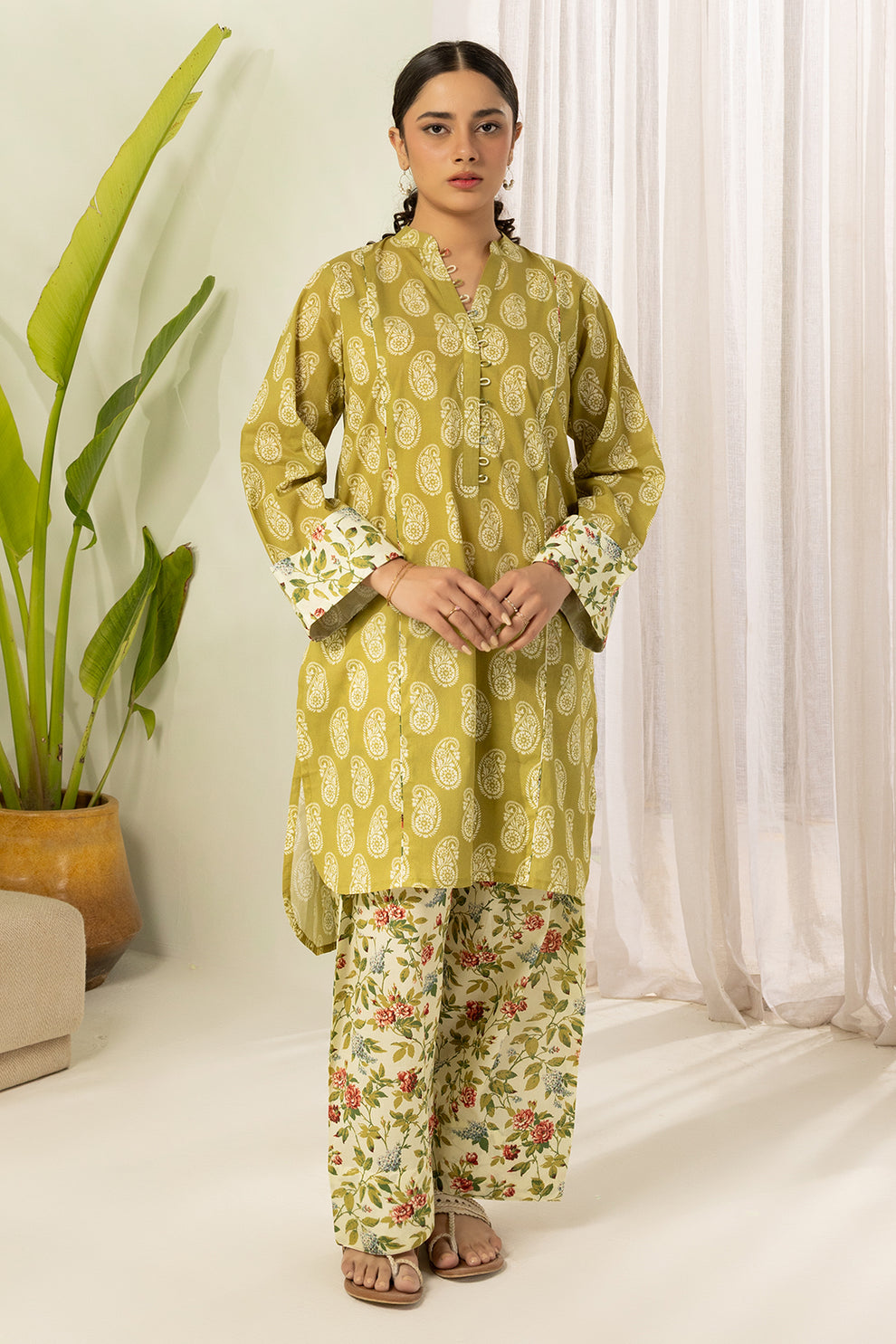 Olive green Unstitched for Women