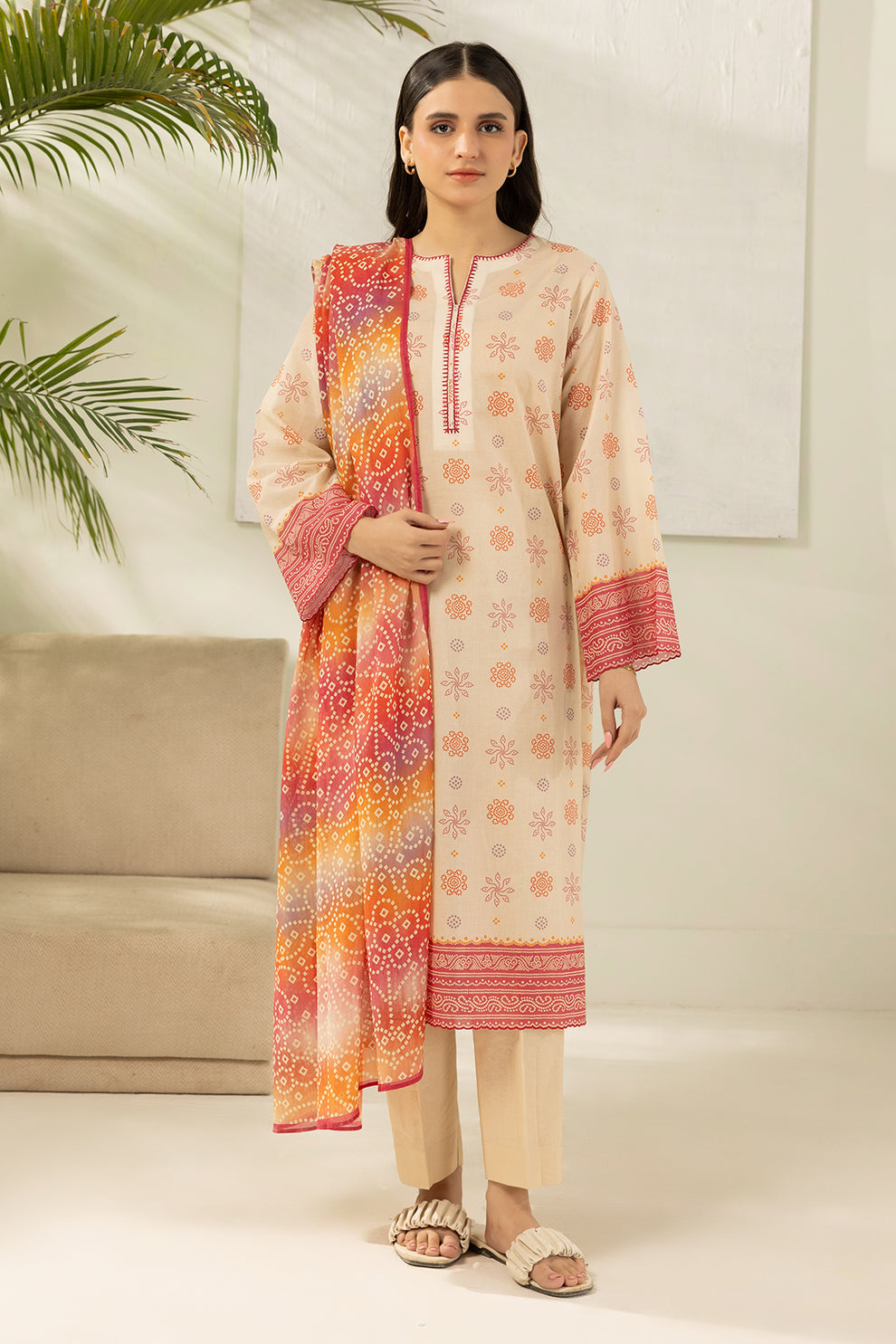 Peach orange Unstitched for Women
