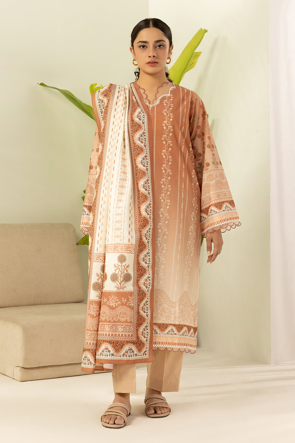 Brown, beige Unstitched for Women