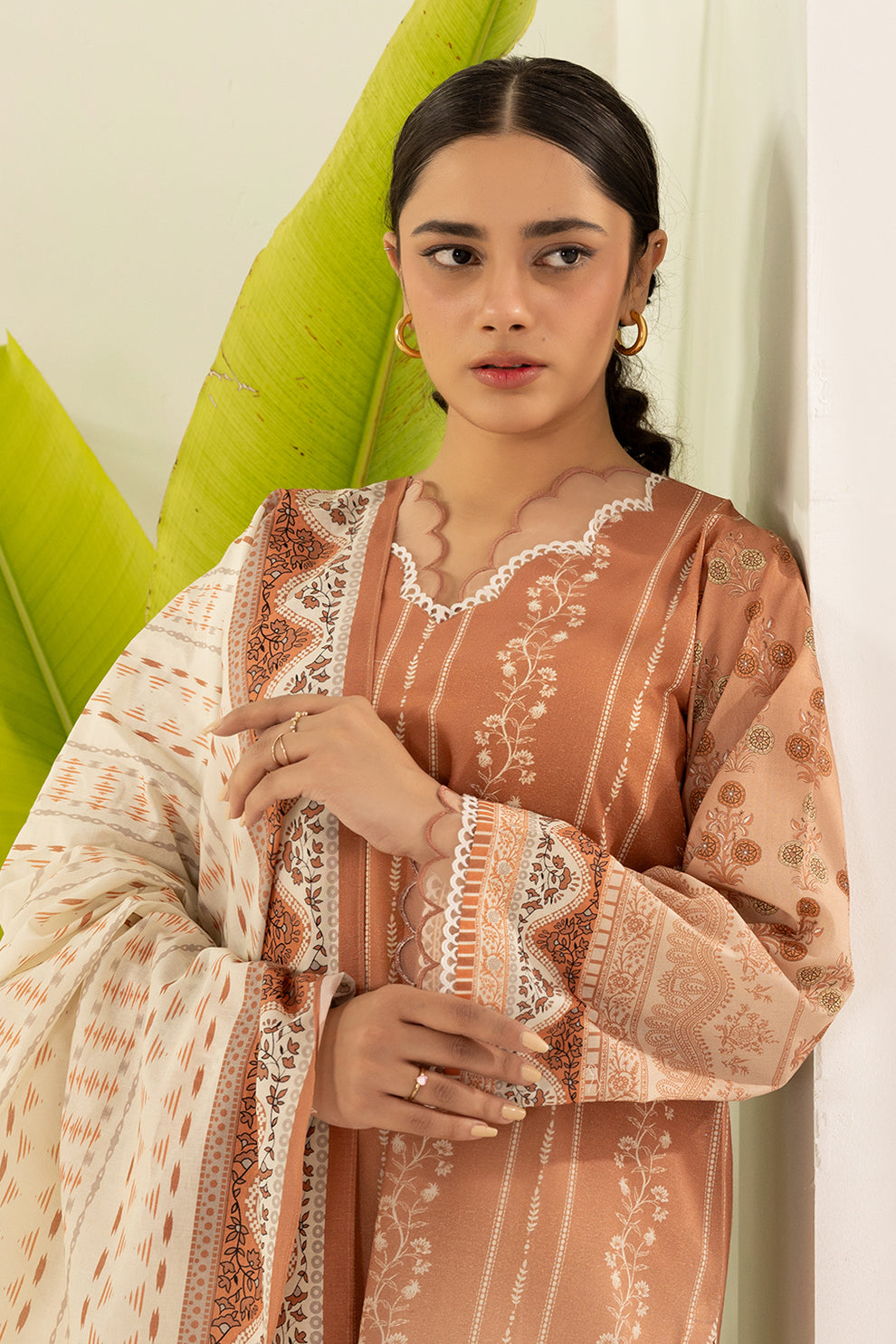 Brown, beige Unstitched for Women