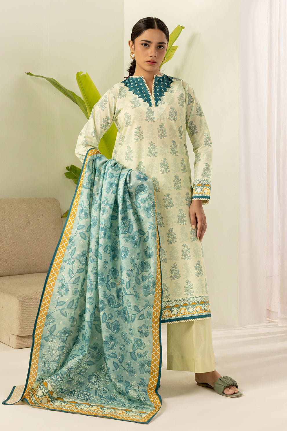 Yellow green Unstitched for Women