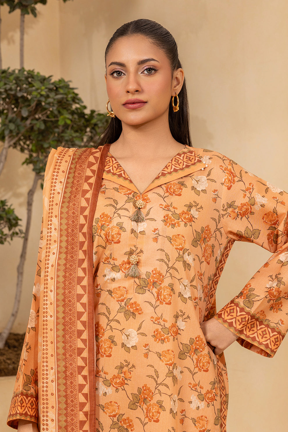 Peach orange Unstitched for Women