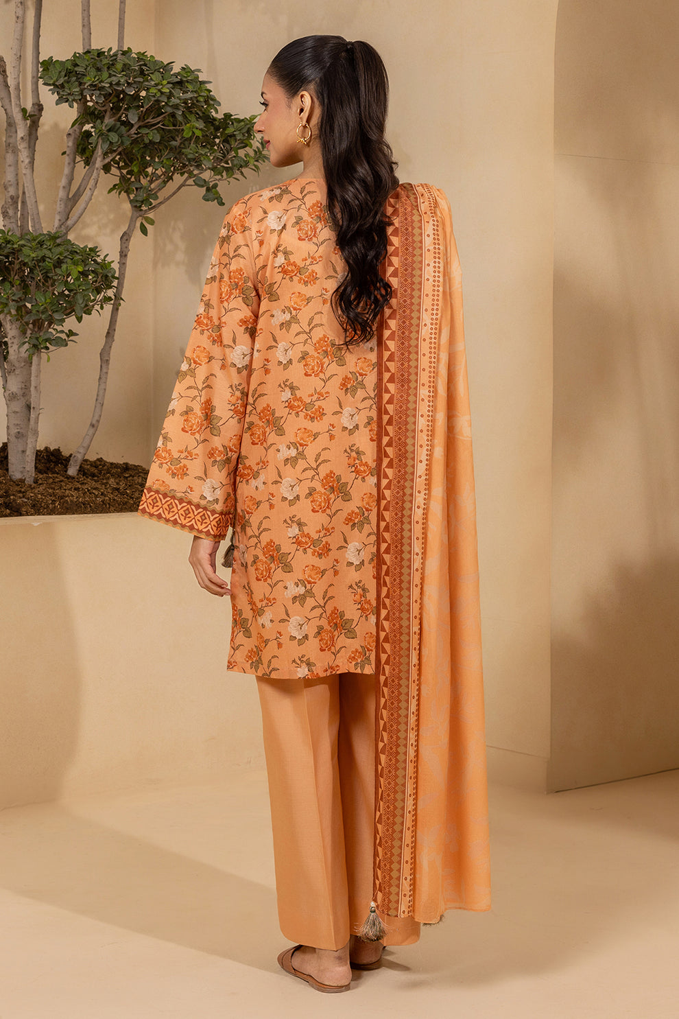 Peach orange Unstitched for Women