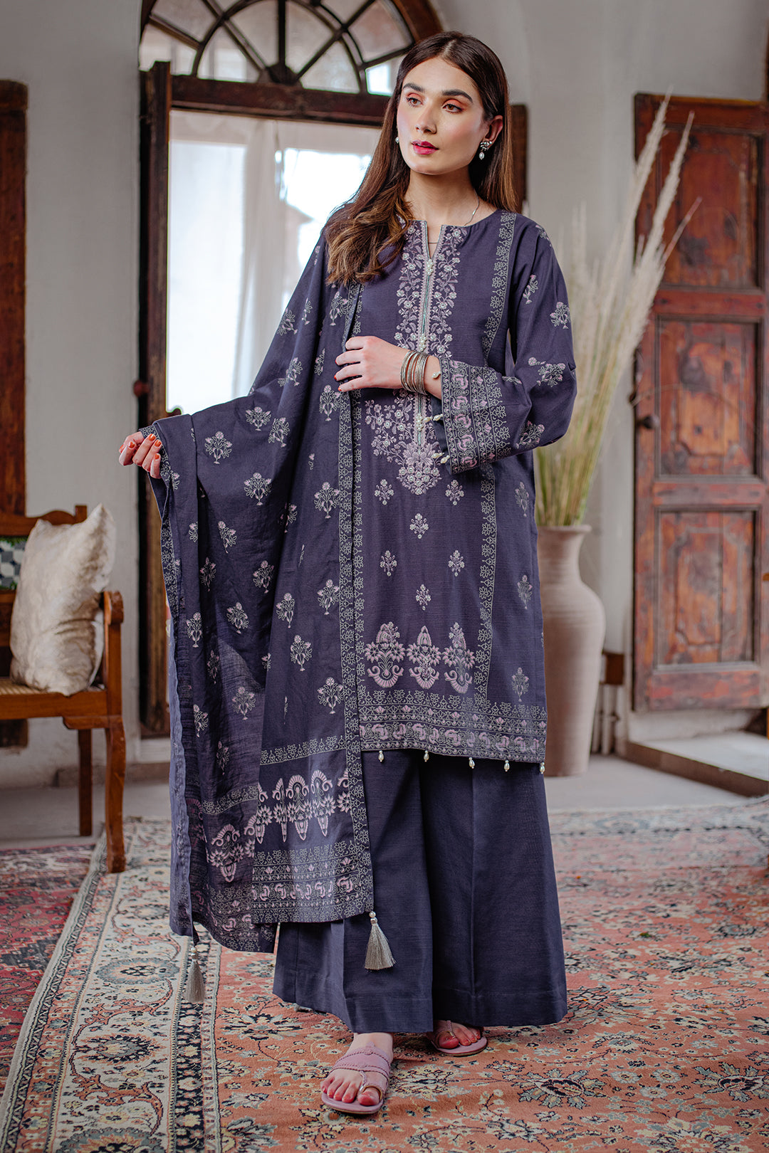 Embroidered Shirt Shalwar Dupatta - 0095