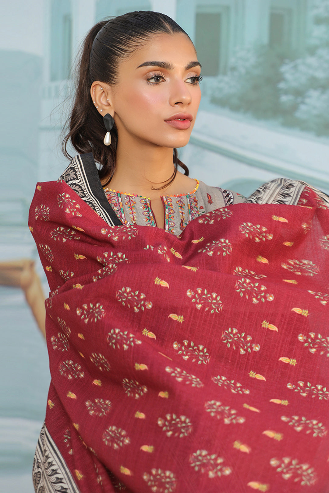 Embroidered Shirt Dupatta - 0797