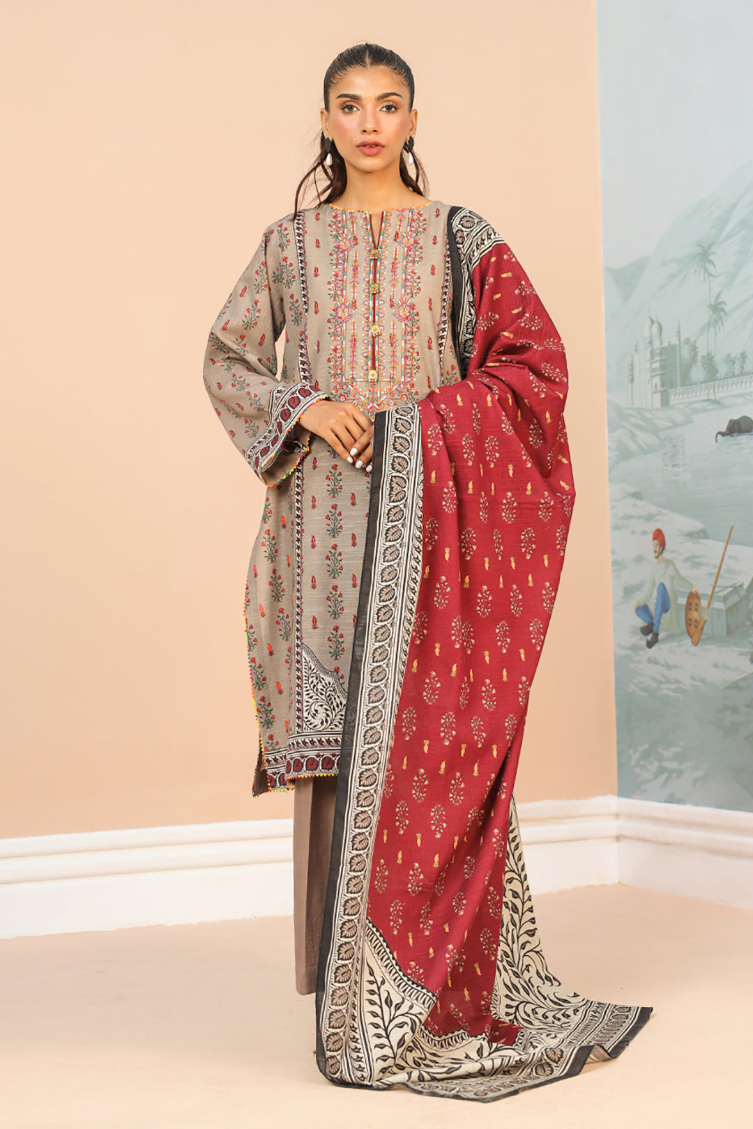 Embroidered Shirt Dupatta - 0797