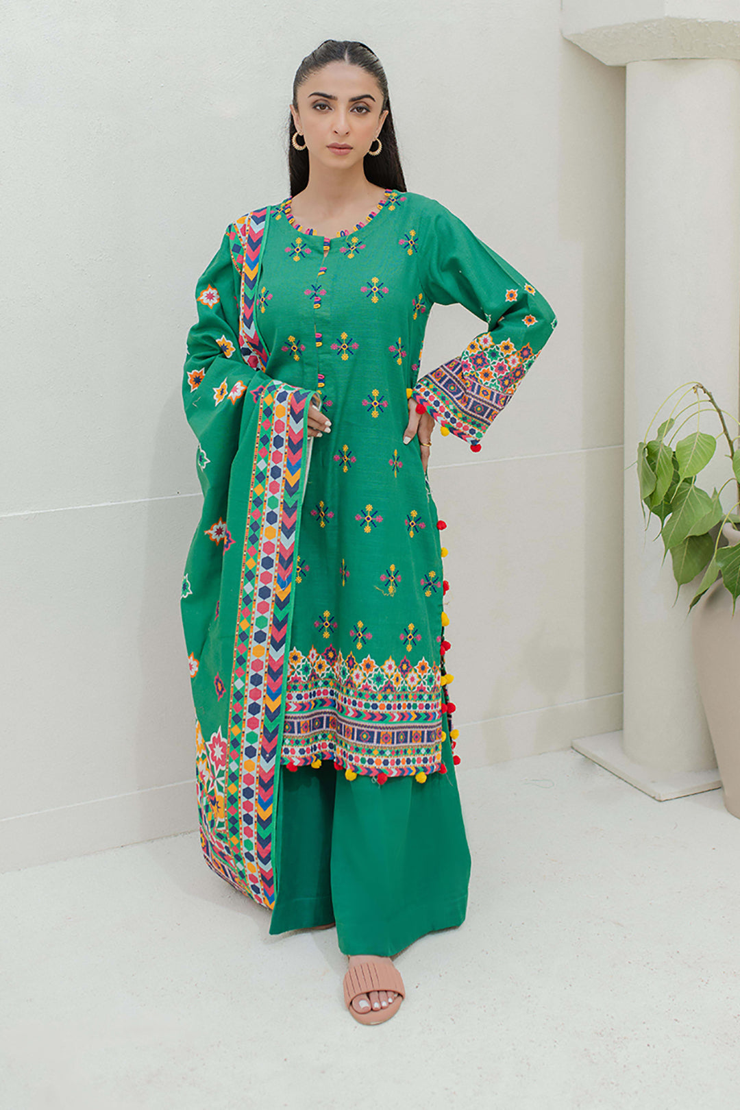 Embroidered Shirt Shalwar Dupatta - 0690