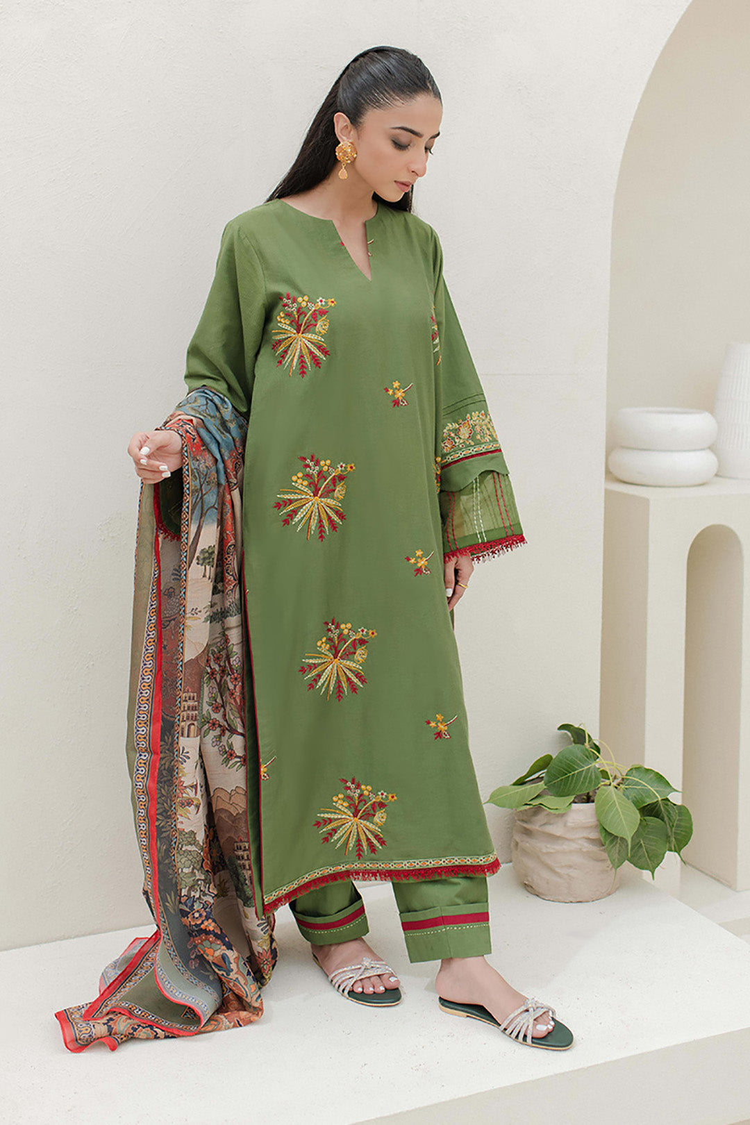 Embroidered Shirt Shalwar Dupatta - 0698