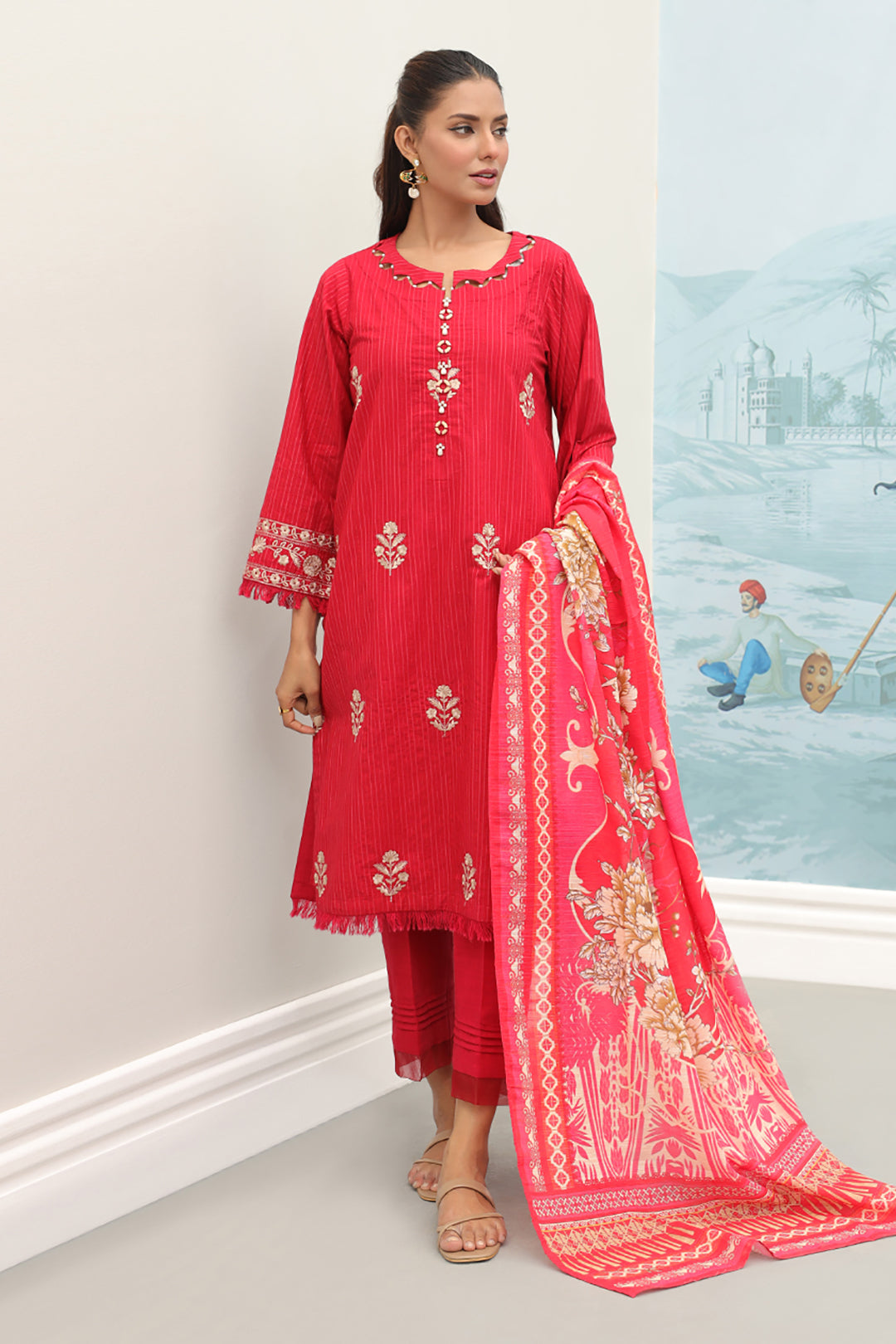 Embroidered Shirt Shalwar Dupatta - 0771