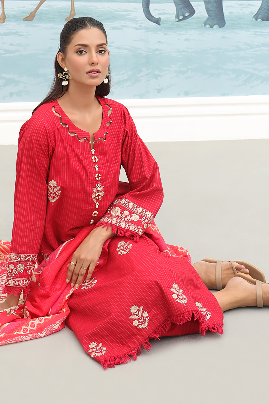 Embroidered Shirt Shalwar Dupatta - 0771