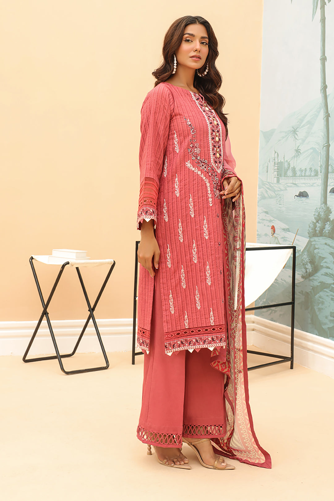 Embroidered Shirt Shalwar Dupatta - 0773