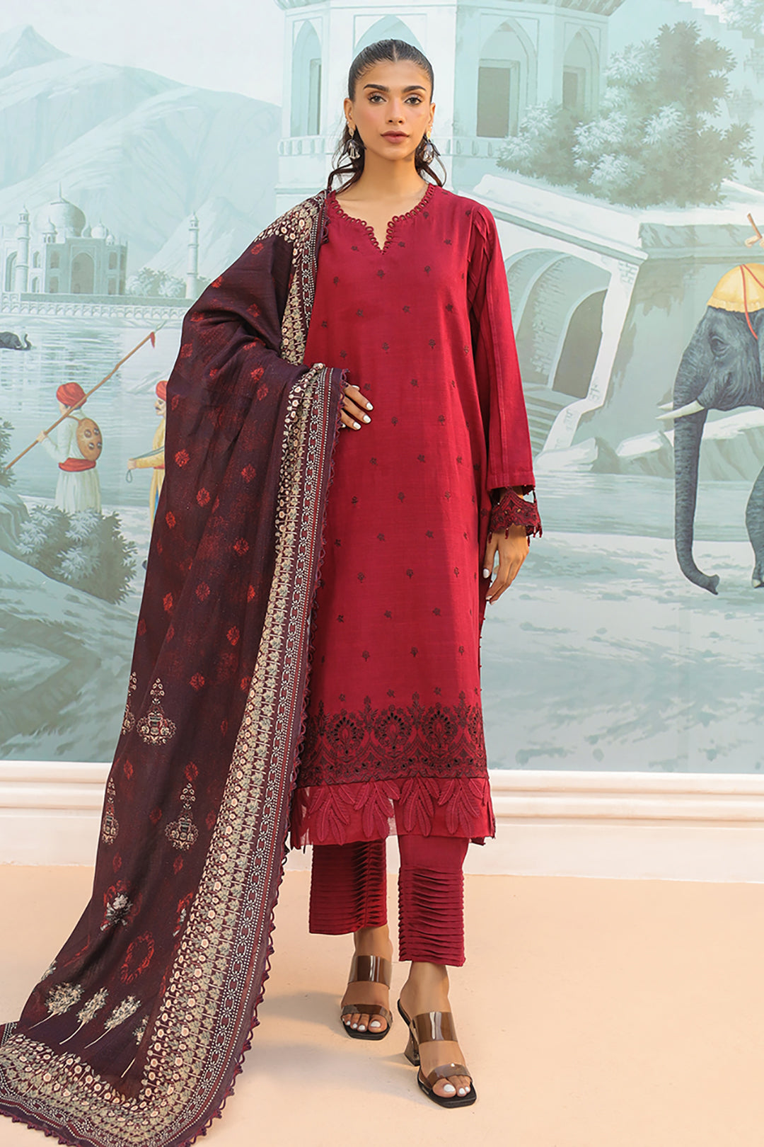 Embroidered Shirt Shalwar Dupatta - 0774