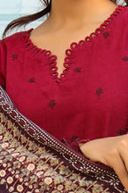 Embroidered Shirt Shalwar Dupatta - 0774