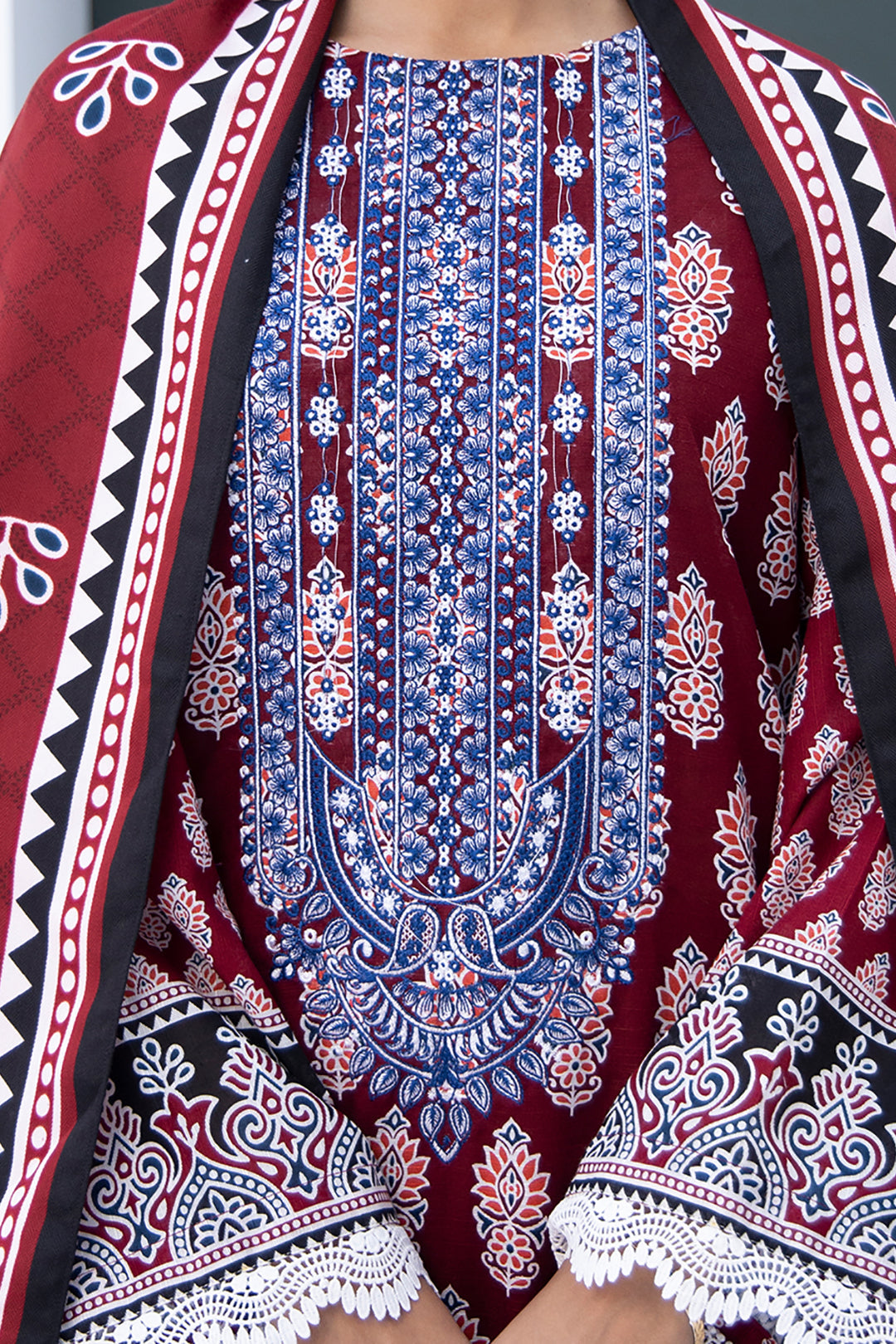 Embroidered Shirt Shalwar Dupatta - 0836