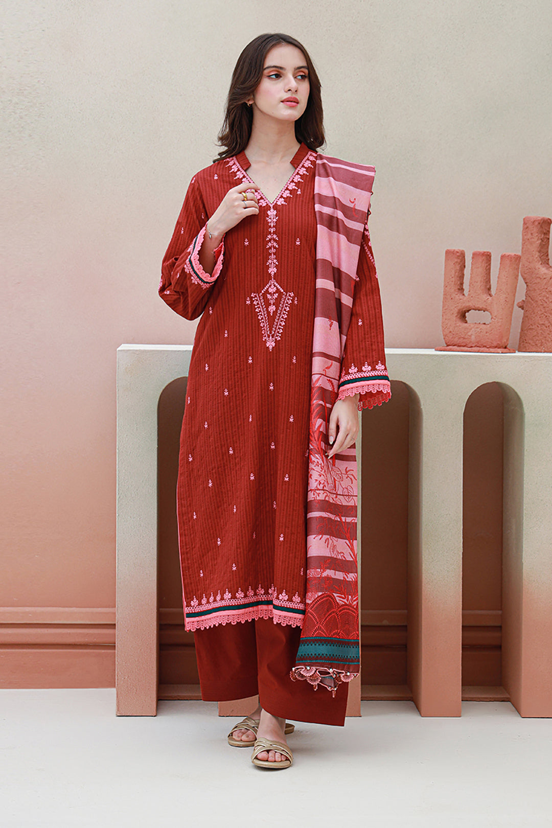 Embroidered Shirt Shalwar Dupatta - 0845