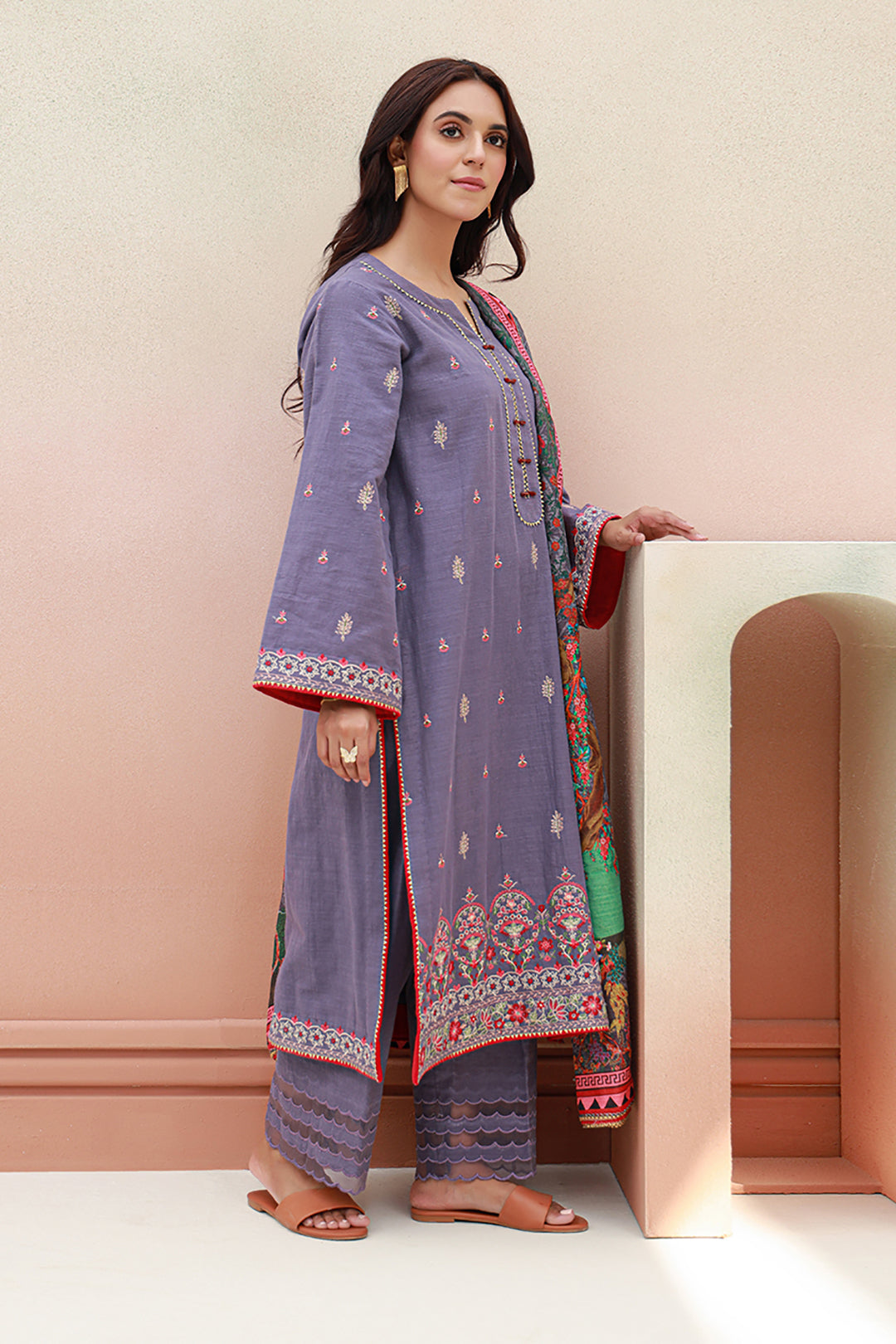 Embroidered Shirt Shalwar Dupatta - 0846