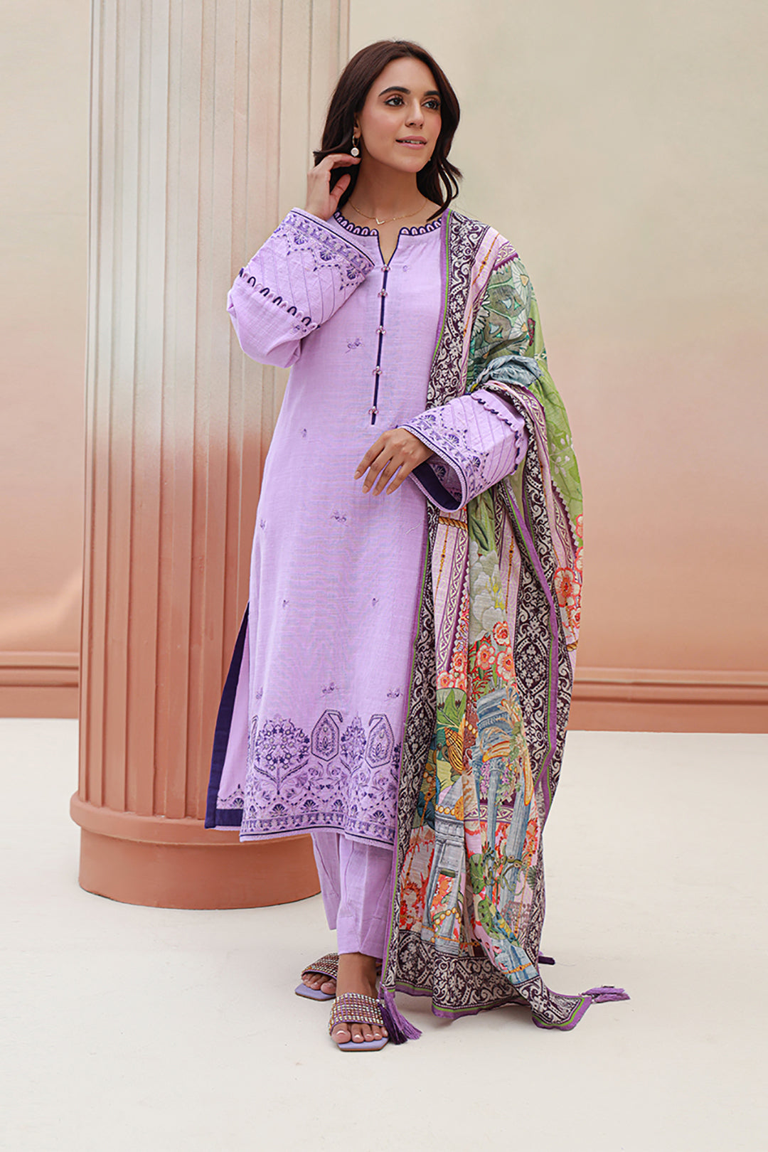 Embroidered Shirt Shalwar Dupatta - 0854