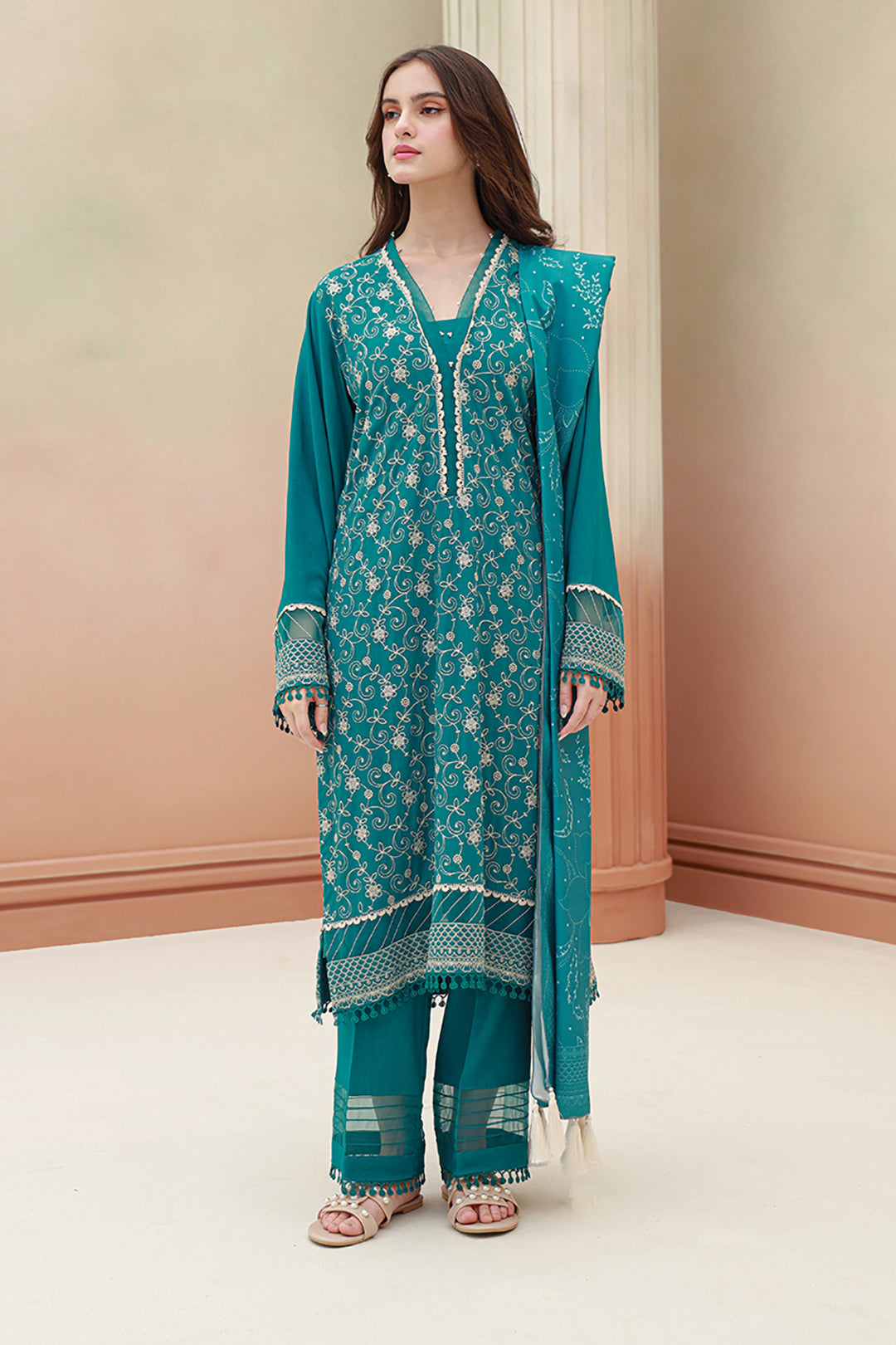 Embroidered Shirt Shalwar Dupatta - 0855