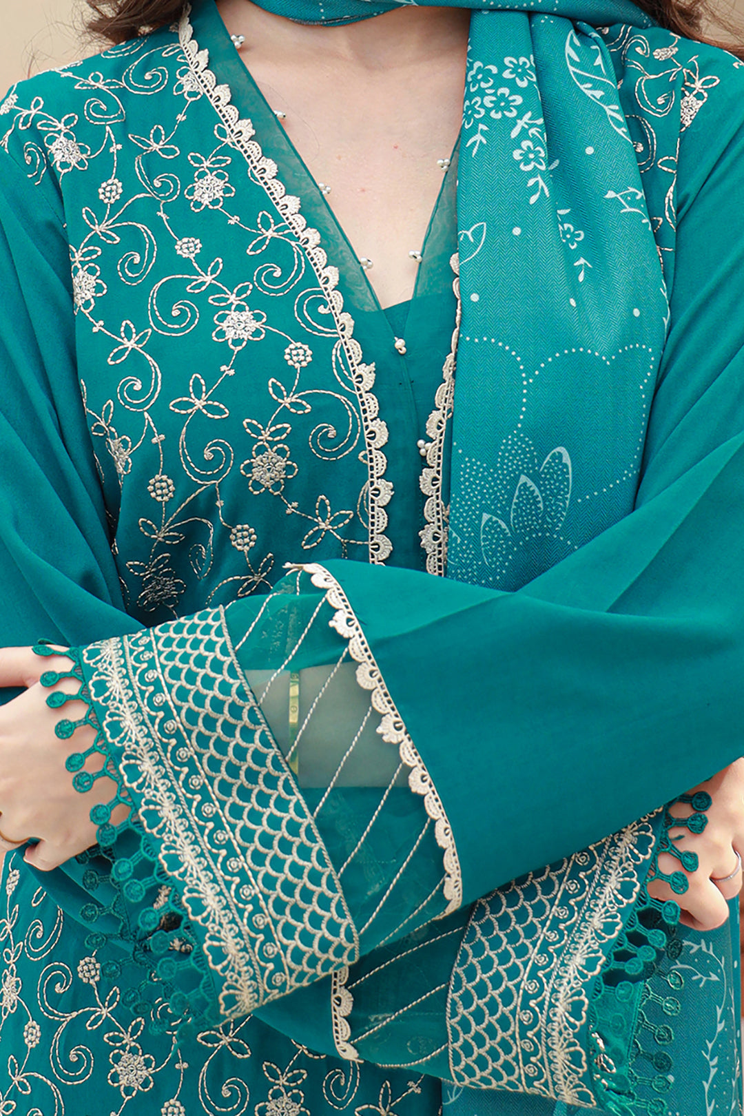 Embroidered Shirt Shalwar Dupatta - 0855