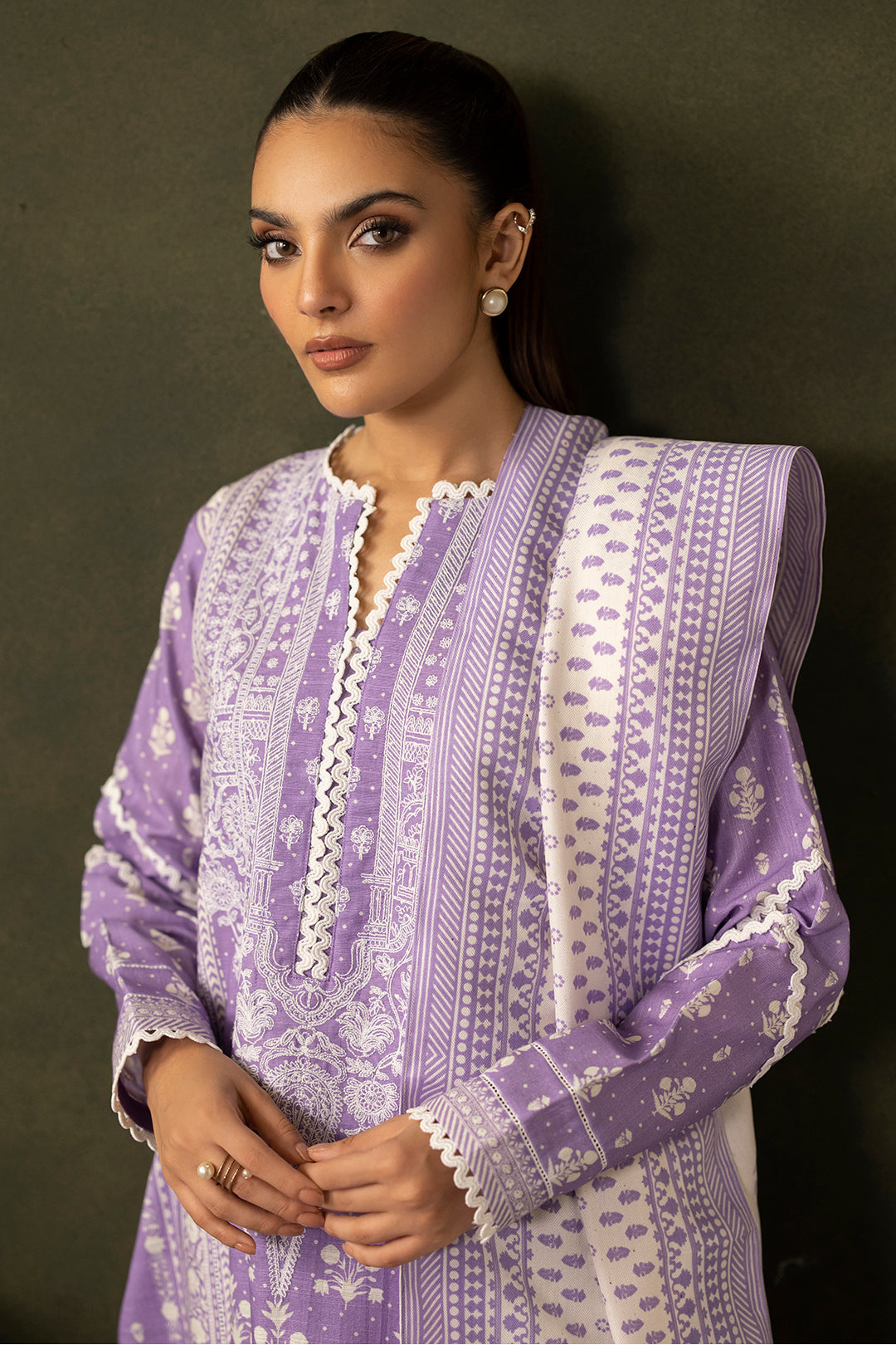 Embroidered Shirt Shalwar Shawl - 0222