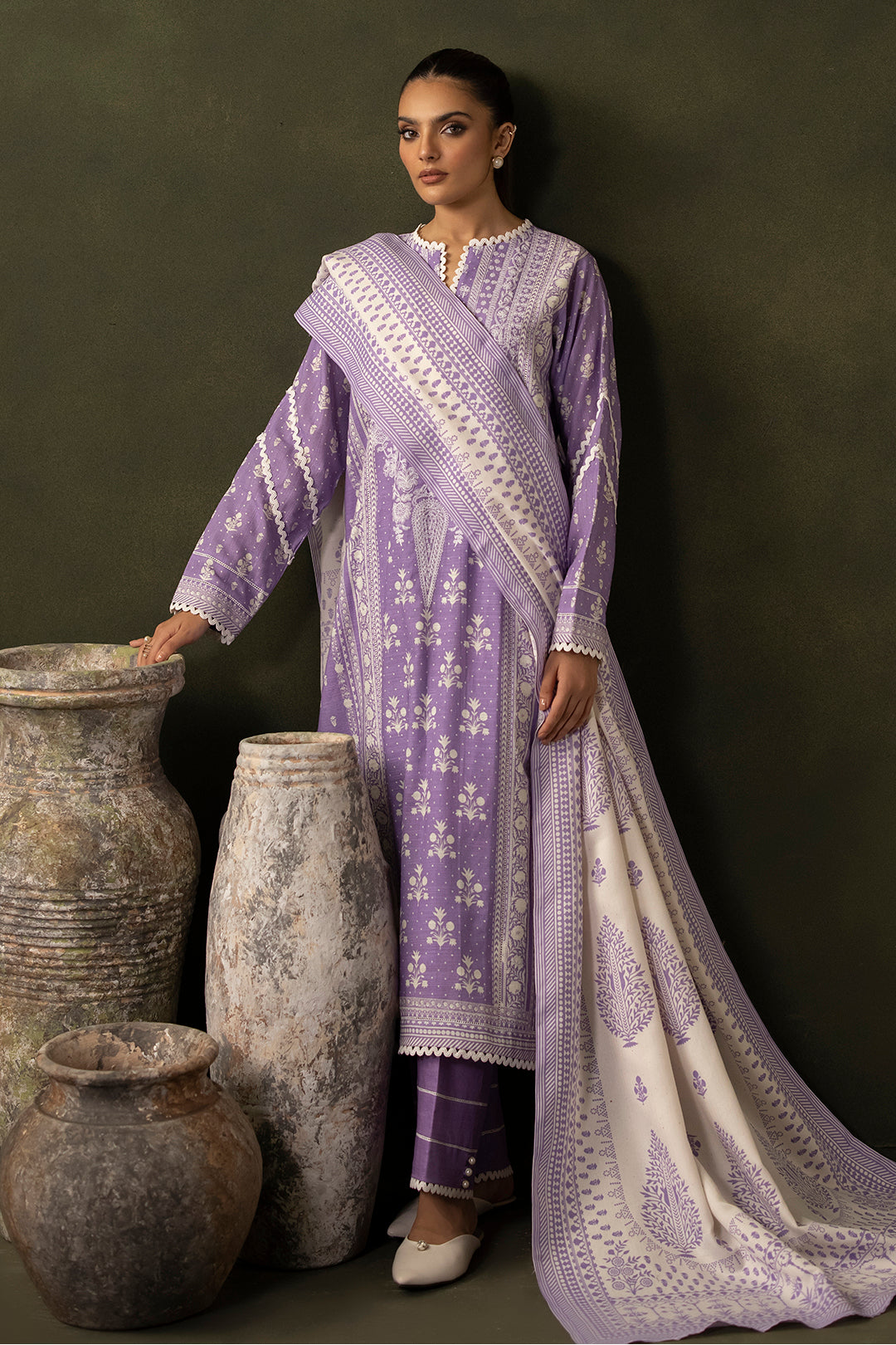 Embroidered Shirt Shalwar Shawl - 0222