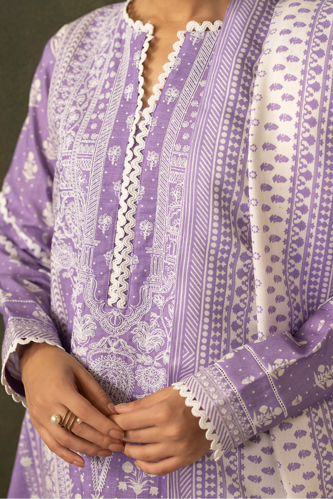 Embroidered Shirt Shalwar Shawl - 0222