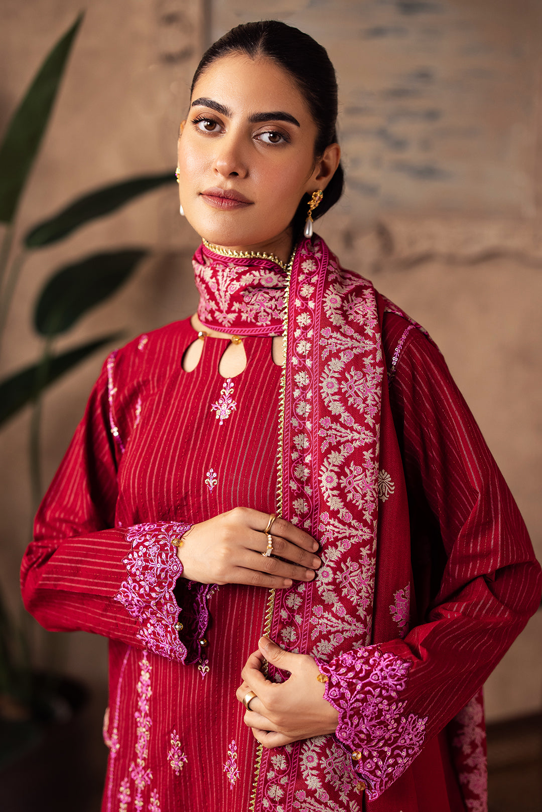 Embroidered Shirt Shalwar Shawl - 0231