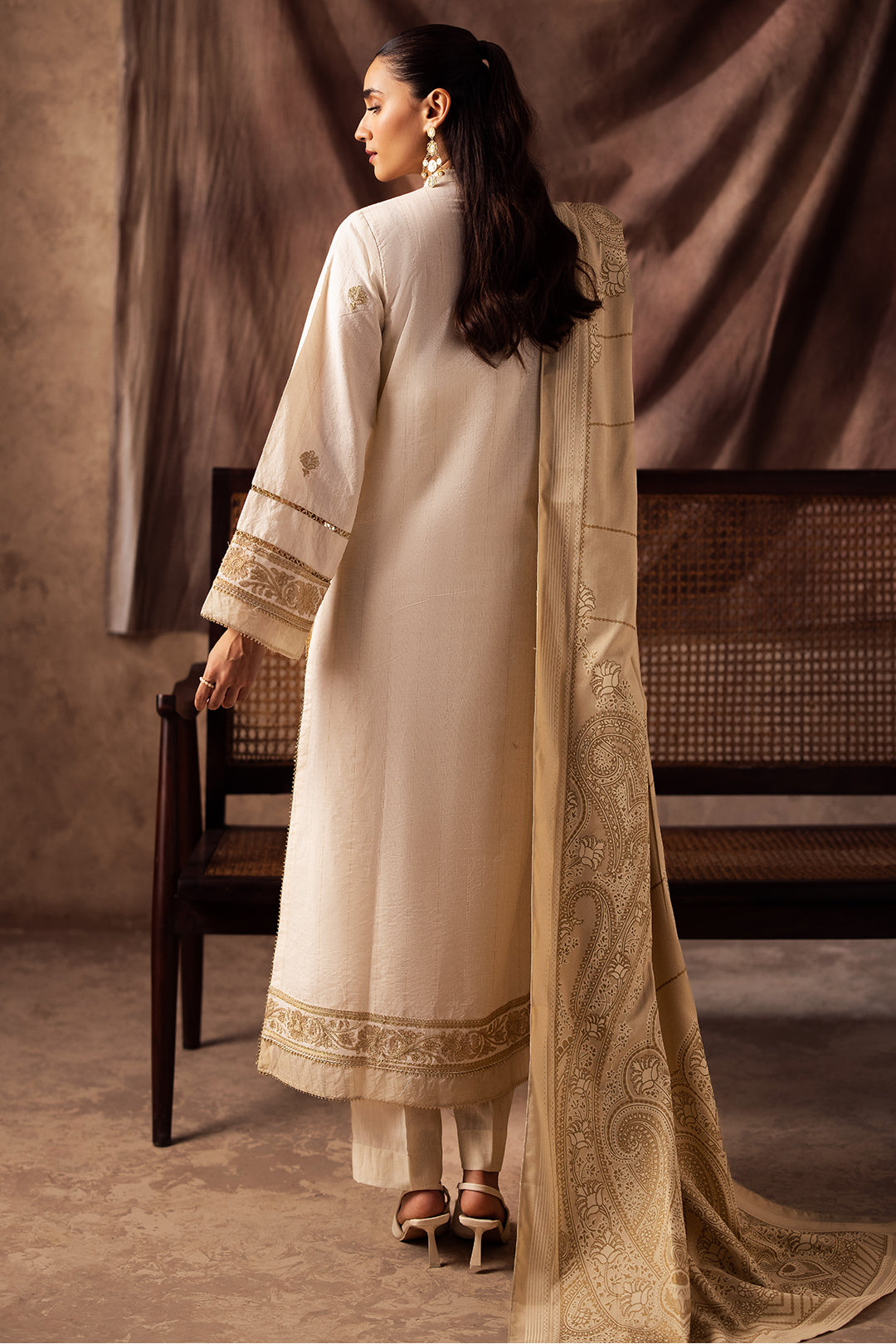 Embroidered Shirt Shalwar Shawl - 0232