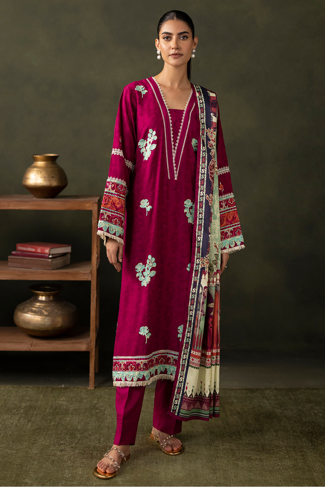 Embroidered Shirt Shalwar Dupatta - 0235