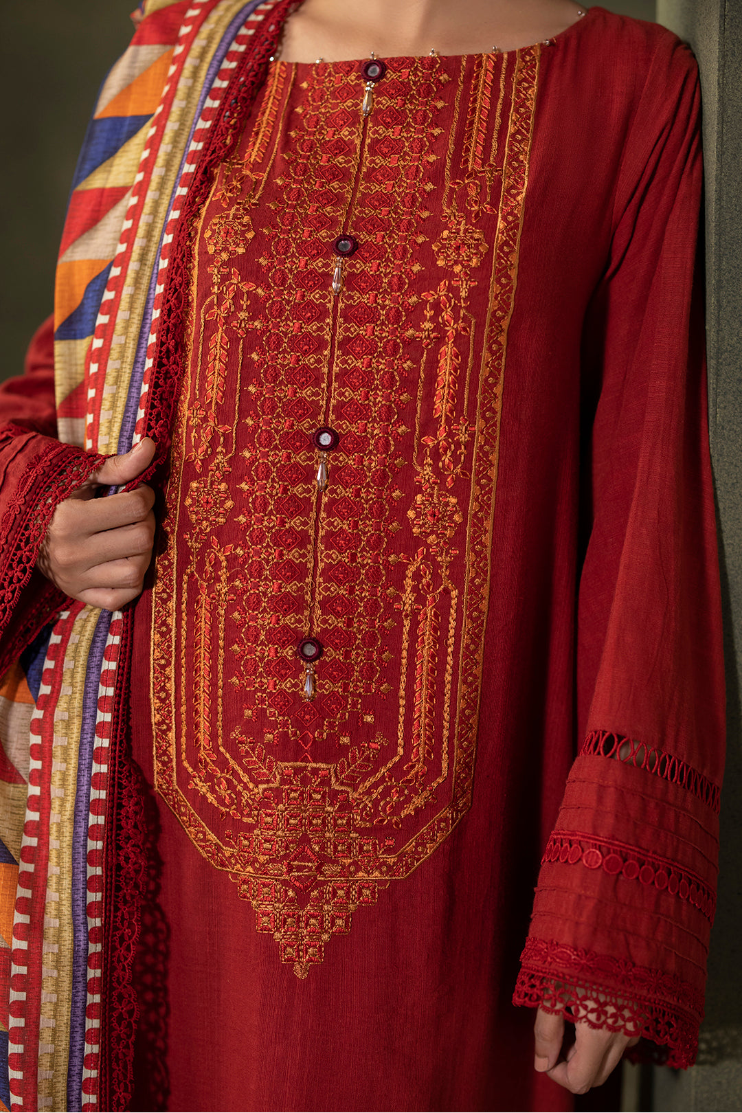 Embroidered Shirt Shalwar Dupatta - 0237