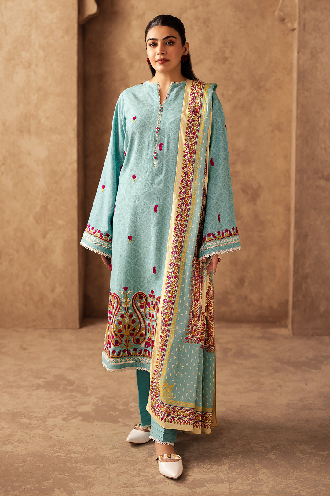 Embroidered Shirt Shalwar Dupatta - 0318