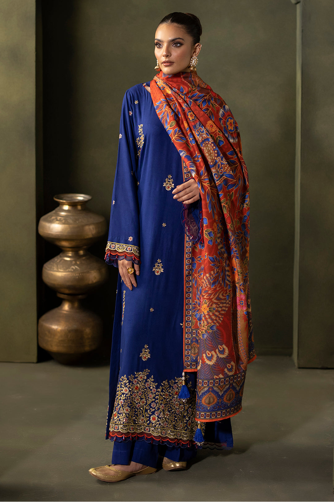 Embroidered Shirt Shalwar Shawl - 0330