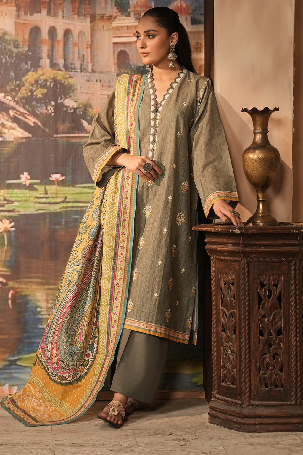 Embroidered Shirt Shalwar Dupatta - 0404