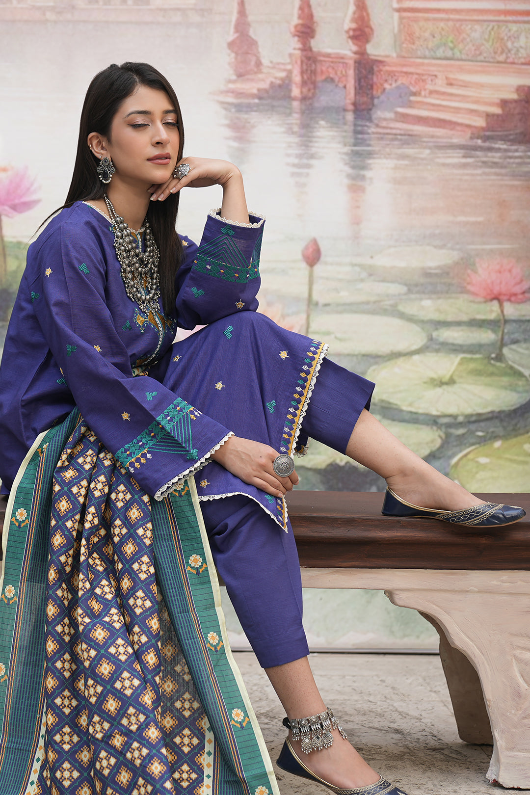 Embroidered Shirt Shalwar Dupatta - 0406